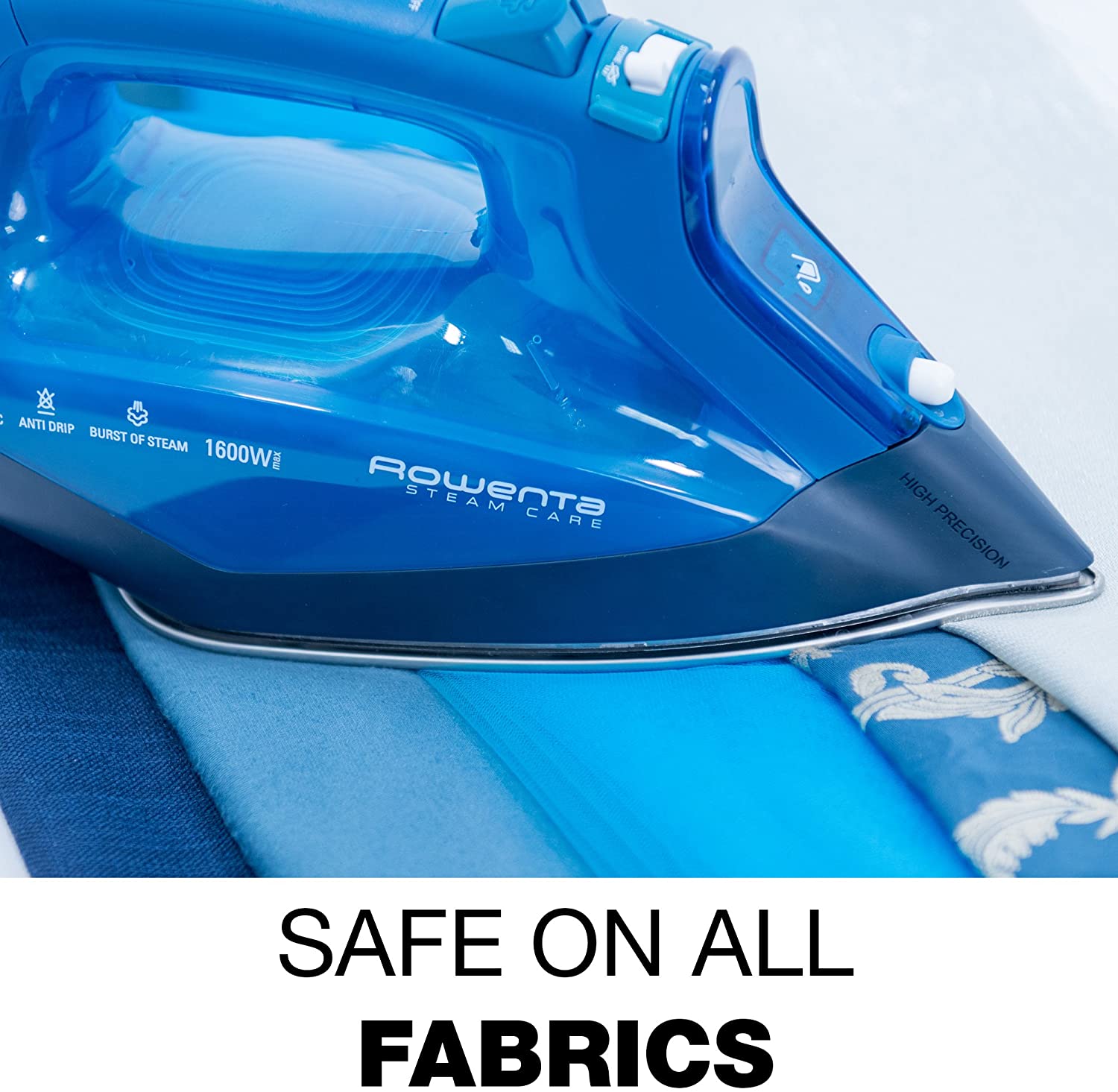 Rowenta Steamcare Iron DW3180 - Powerful Steam Iron with Stainless Steel Soleplate & Anti-Calc System | Perfect for Home & Office Use | Factory Refurbished with Full Warranty | Ideal for Wrinkles Removal & Fabric Care
