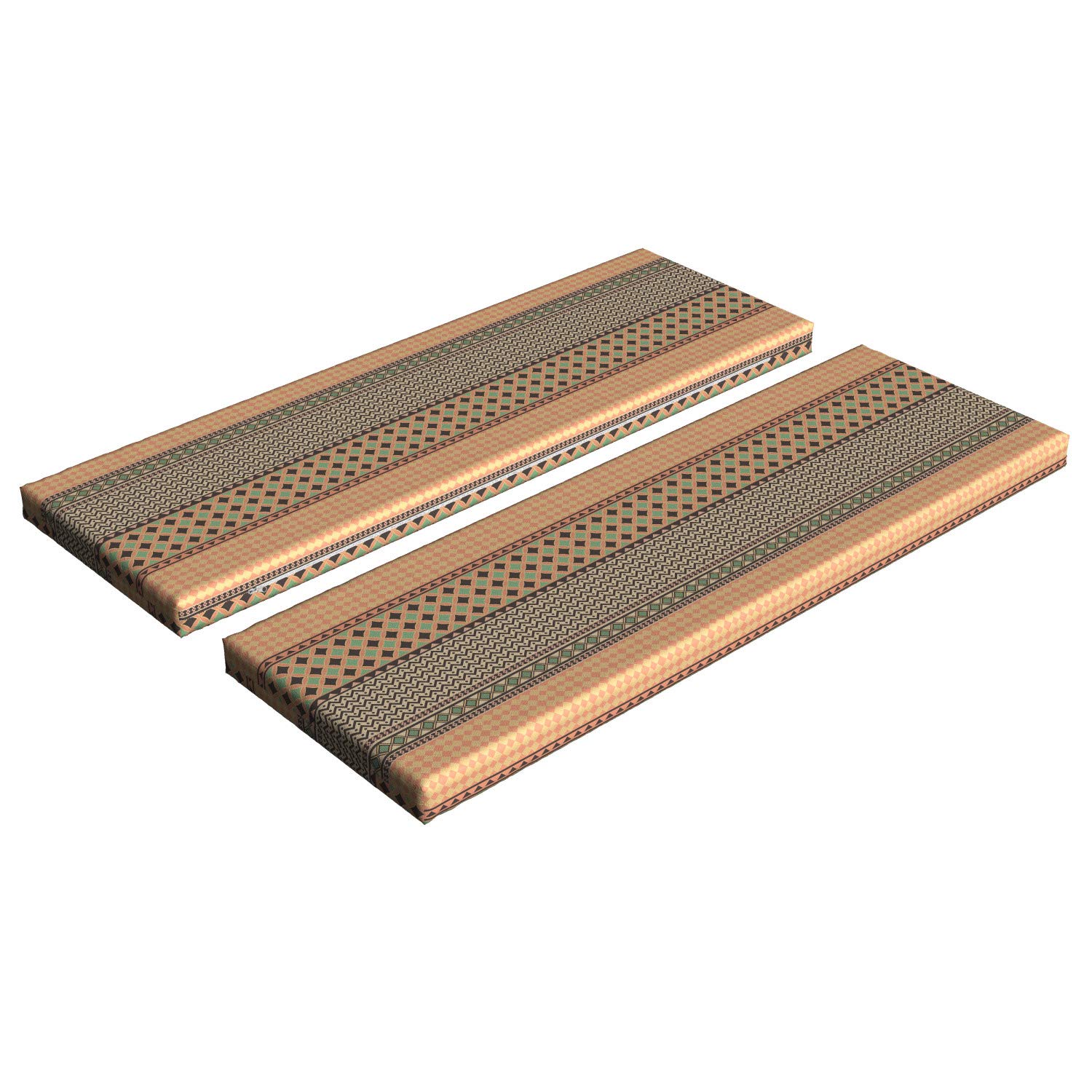 Ambesonne 2-Piece Kente Pattern Bench Cushion Set - Stripes, Zig Zag & Dots Geometric Design with Traditional Borders, 45