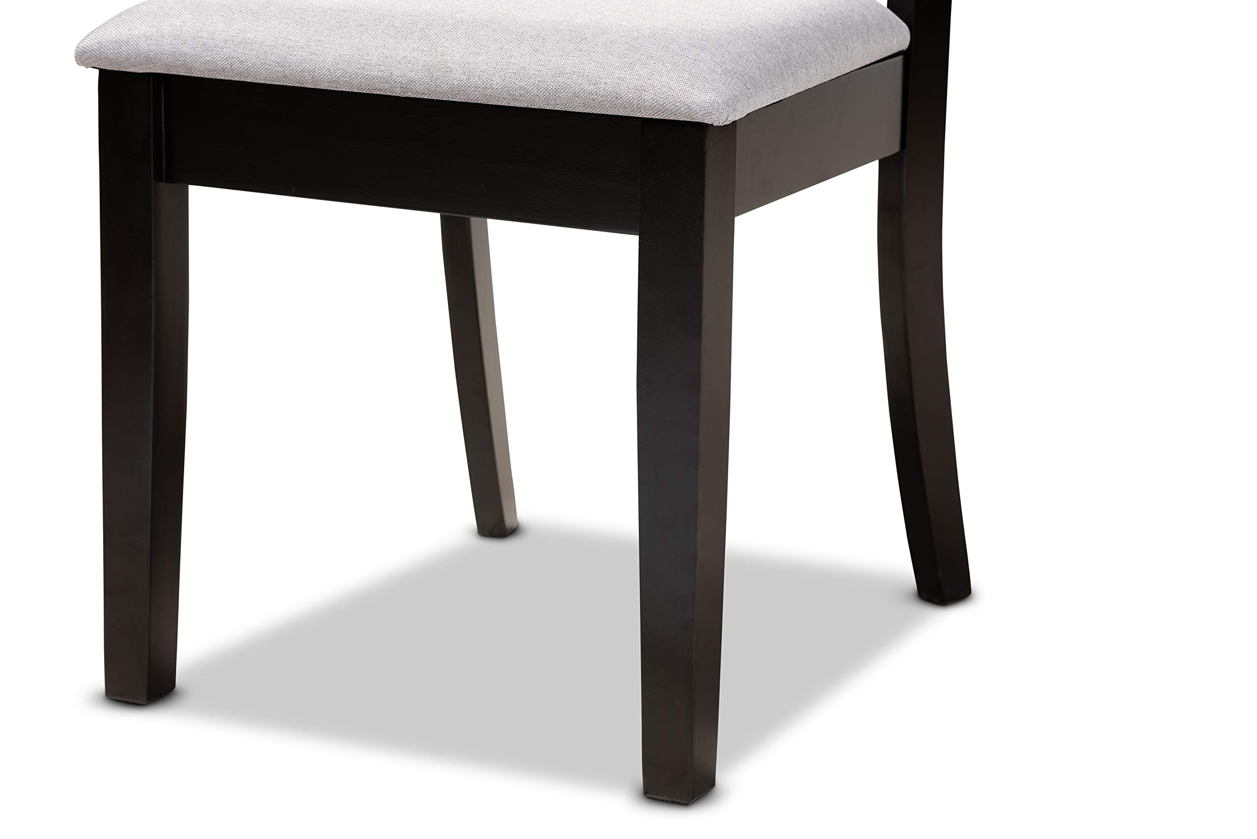 Baxton Studio Clarke 4-Piece Dining Chair Set - Grey Fabric Upholstered Seats with Espresso Brown Wood Finish - Modern Kitchen & Dining Room Furniture for Home Decor