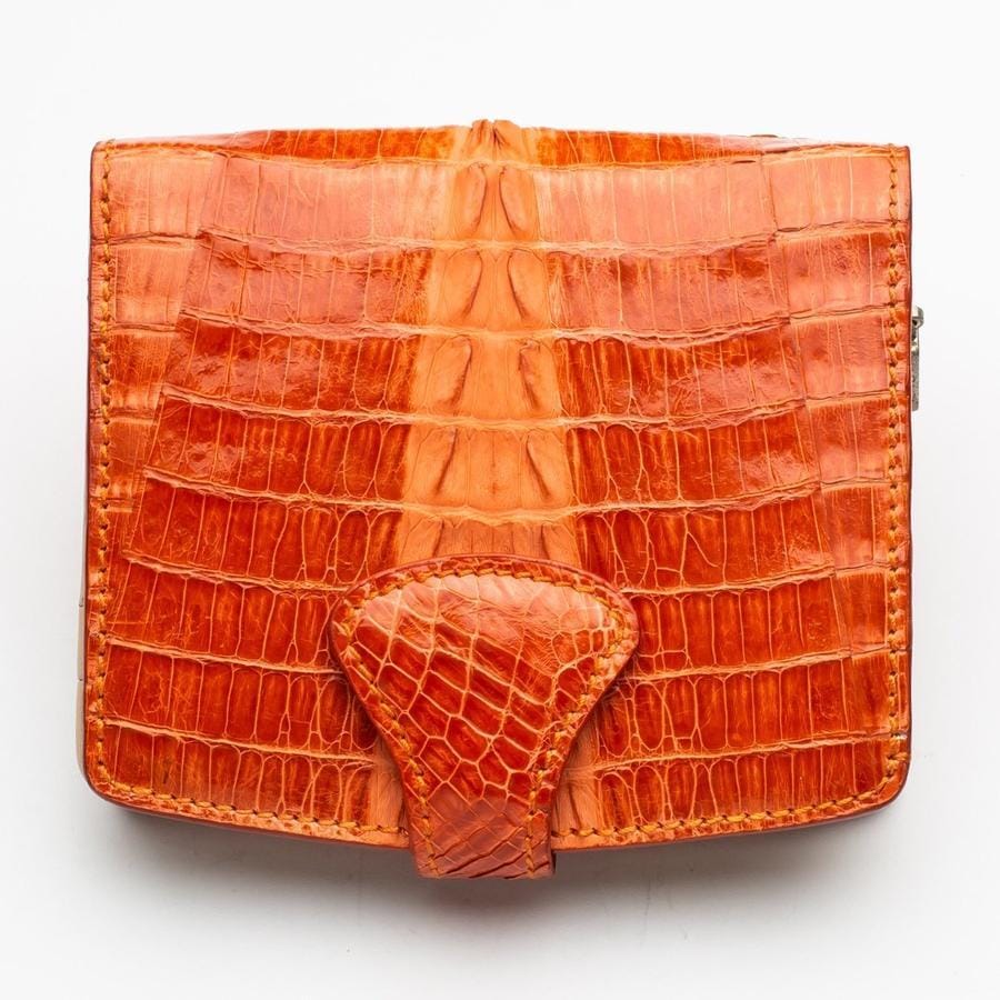 Two Tone Orange Crocodile Leather Women's Wallet - Luxury Bifold Wallet for Women - Perfect for Everyday Use, Travel & Gift Giving