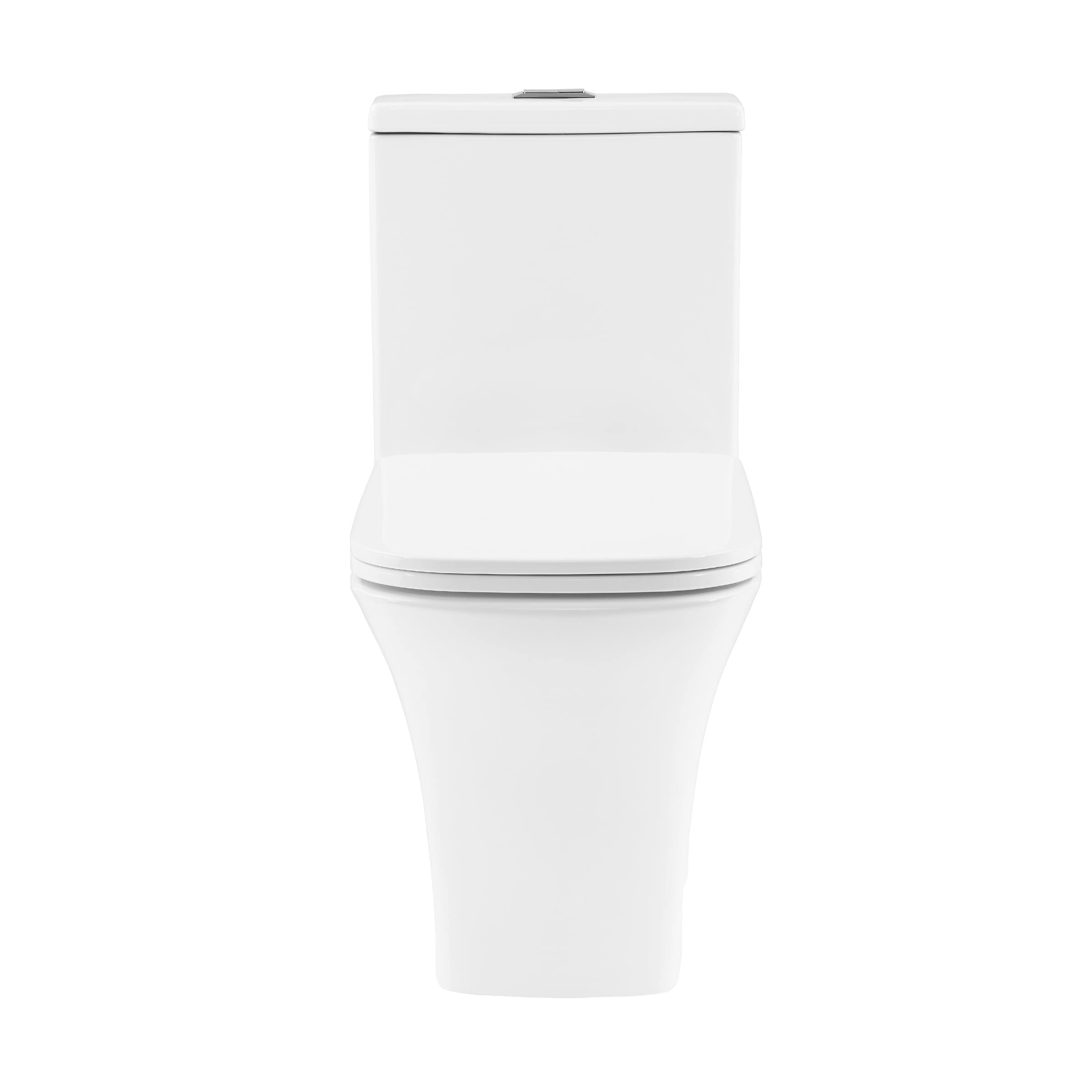 Eclair One-Piece Square Toilet with Dual-Flush Technology (0.8/1.28 GPF) - Water Saving Modern Bathroom Solution for Small Spaces & Contemporary Homes