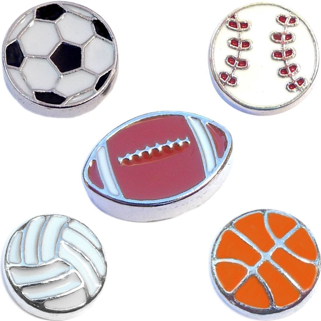 Sports Ball Charm Set for Floating Lockets Jewelry - Perfect for DIY Necklaces, Bracelets & Keychains - Great Gift for Athletes & Sports Fans