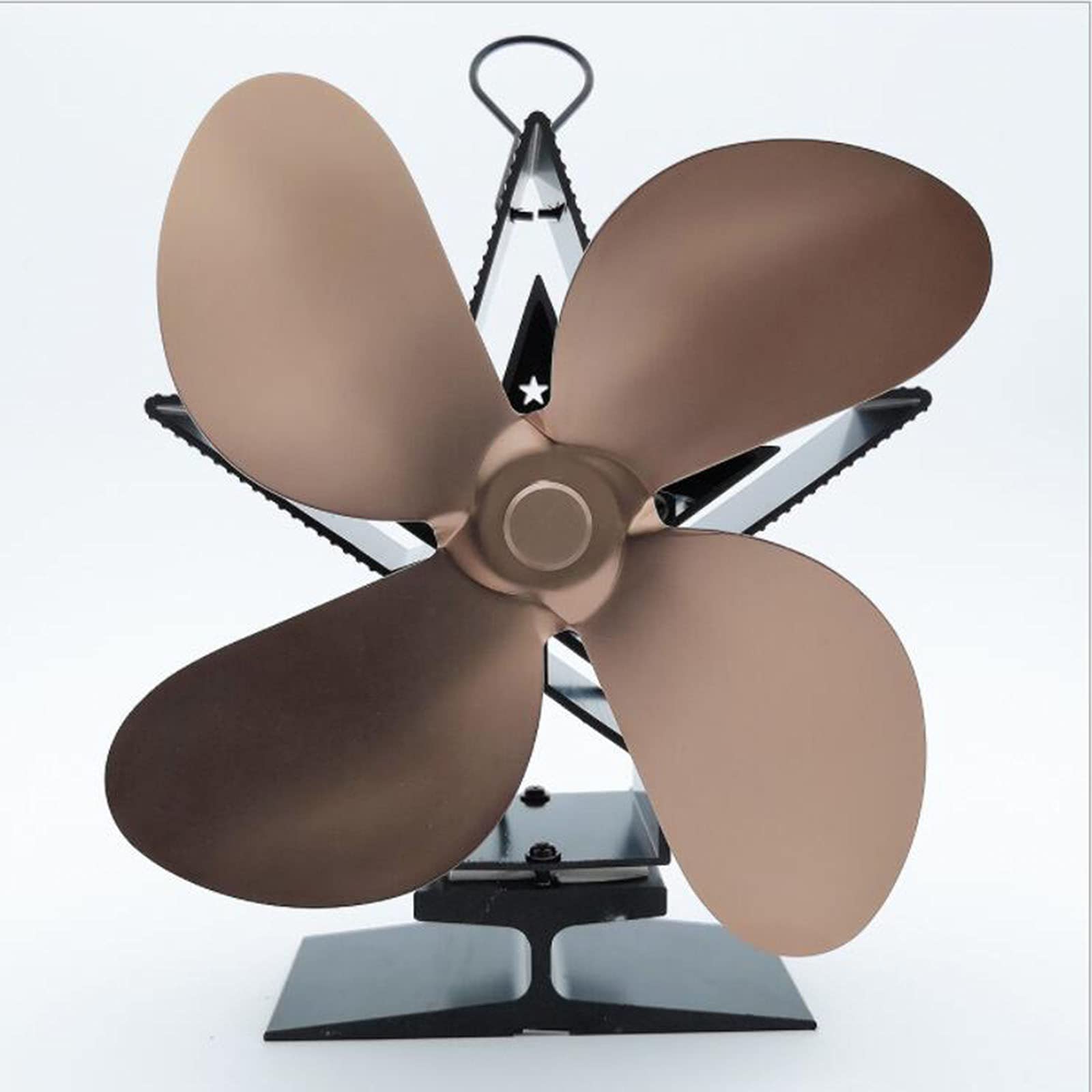 LXILUV 4-Blade Heat Powered Fireplace Fan - Efficient Stove Fan for Wood/Log Burners & Fireplaces (Bronze) - Perfect for Heating Homes & Reducing Energy Costs
