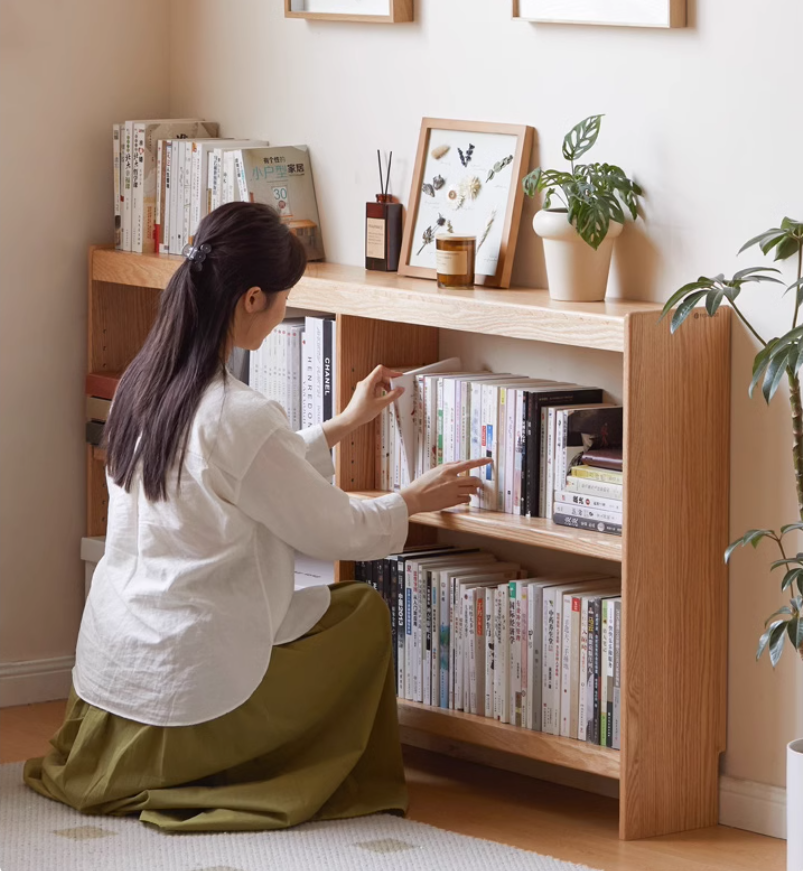 Oak Solid Wood Ultra Narrow Storage Rack - Space-Saving Shelf for Small Rooms, Bathroom, Kitchen & Closet Organization