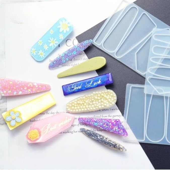 iSuperb 3-Piece Silicone Hair Clip Molds Set with 10 Hairpin Accessories - DIY Resin Hairpin Jewelry Making Kit for Crafters - Perfect for DIY Gifts, Bridal Hair Accessories, and Handmade Jewelry Projects