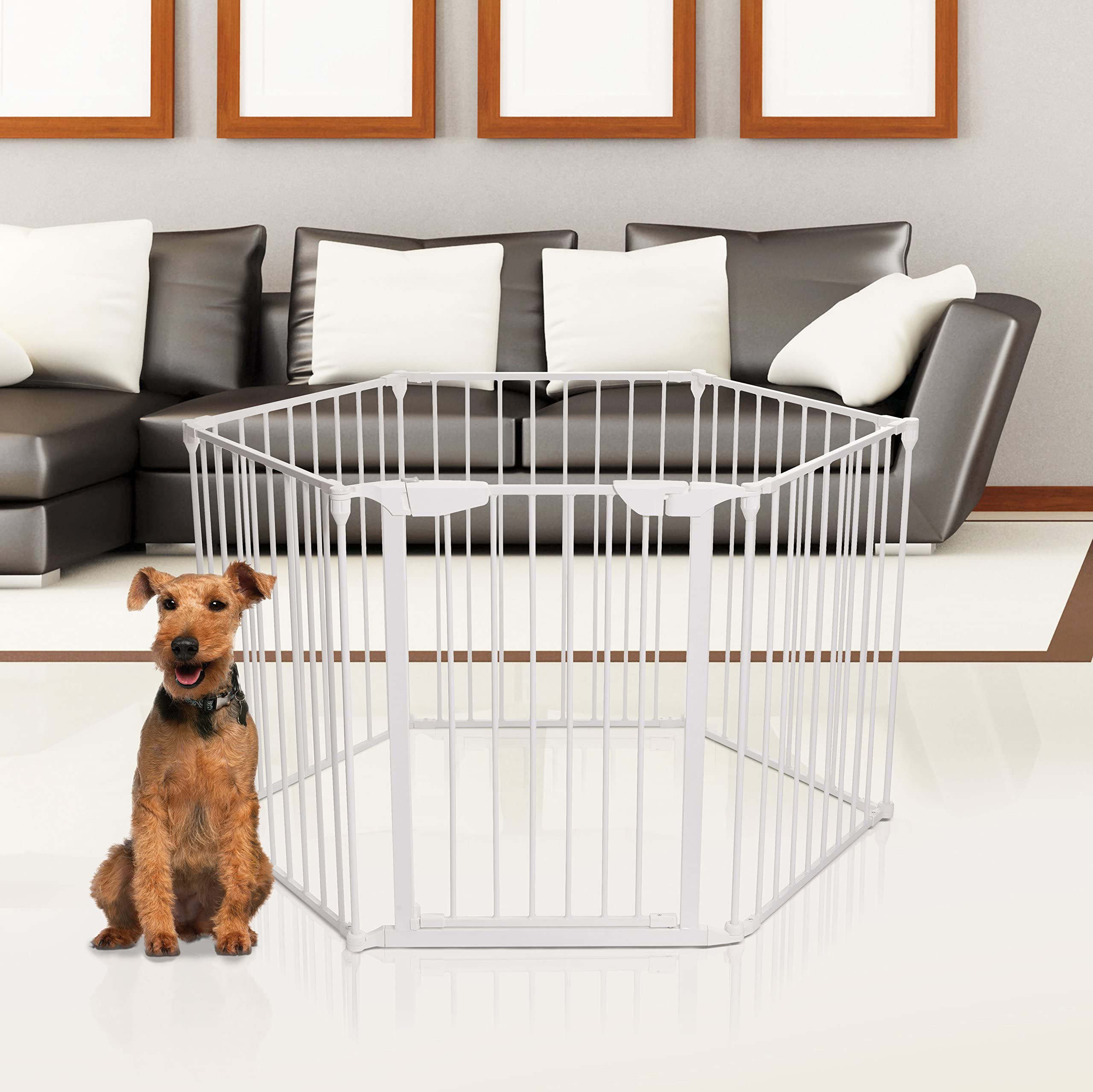 Dreambaby Mayfair Converta 3-in-1 Playpen - 6 Panel Baby Gate & Toddler Play Yard with Foldable Design | Safe & Secure Play Area for Infants & Kids | Perfect for Home, Nursery & Outdoor Use - White