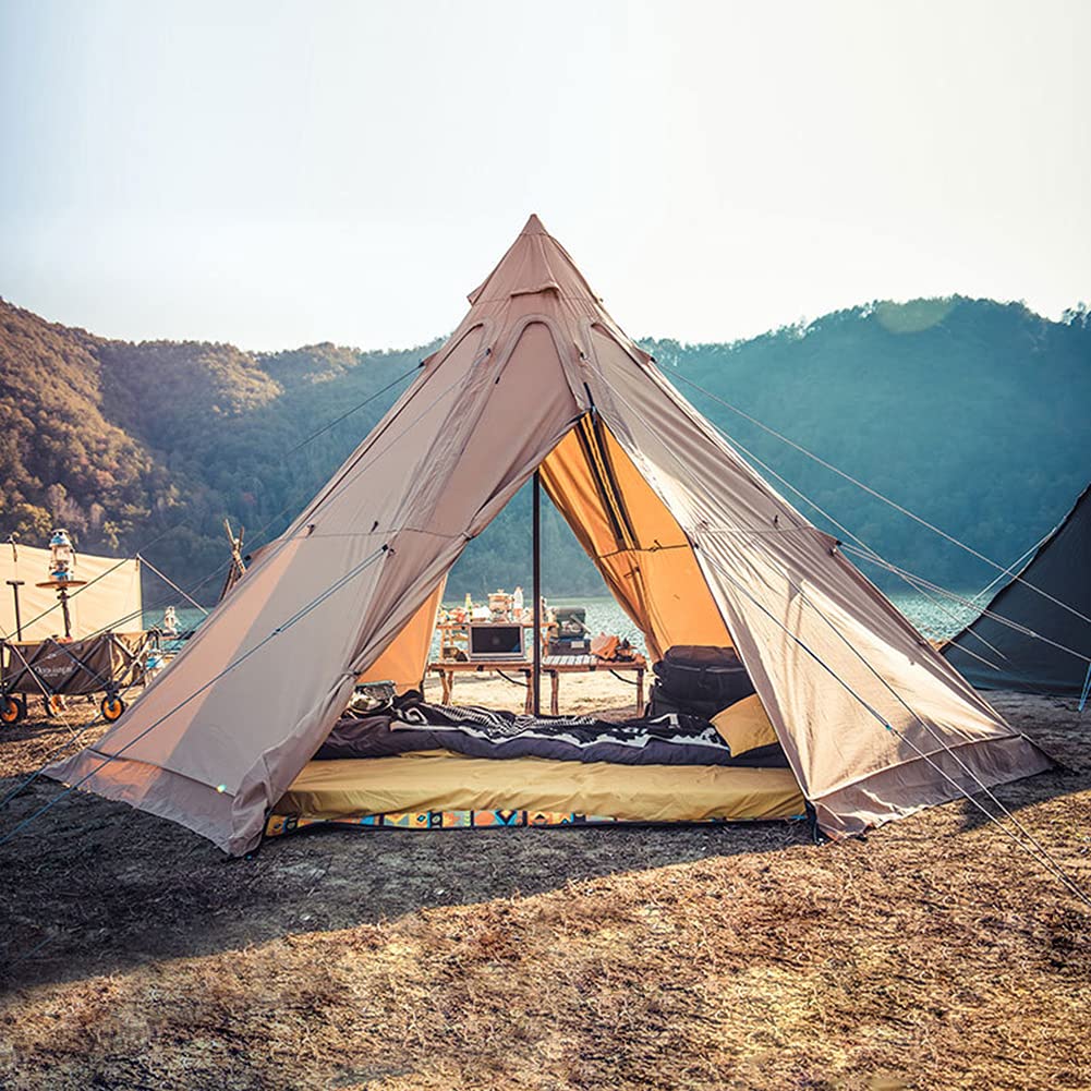 Portable Indian Pyramid Tipi Tent for Adults - Outdoor Camping Octagonal Tent with Stove Hole, Yurt Style Bell Tent for Hiking, Backpacking & Glamping Adventures