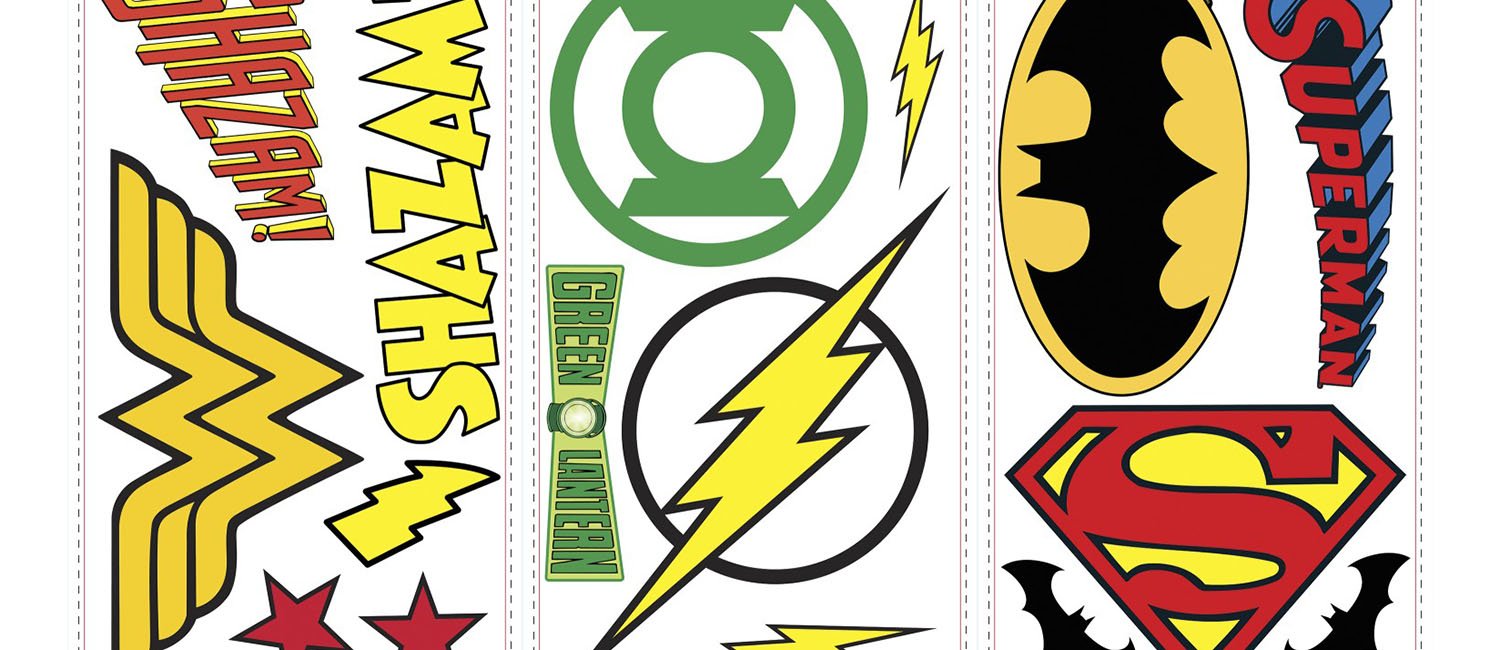 DC Superhero Logos Peel and Stick Wall Decals - Batman, Superman, Wonder Woman - Easy DIY Room Decor for Kids & Adults - Perfect for Bedrooms, Game Rooms & Offices