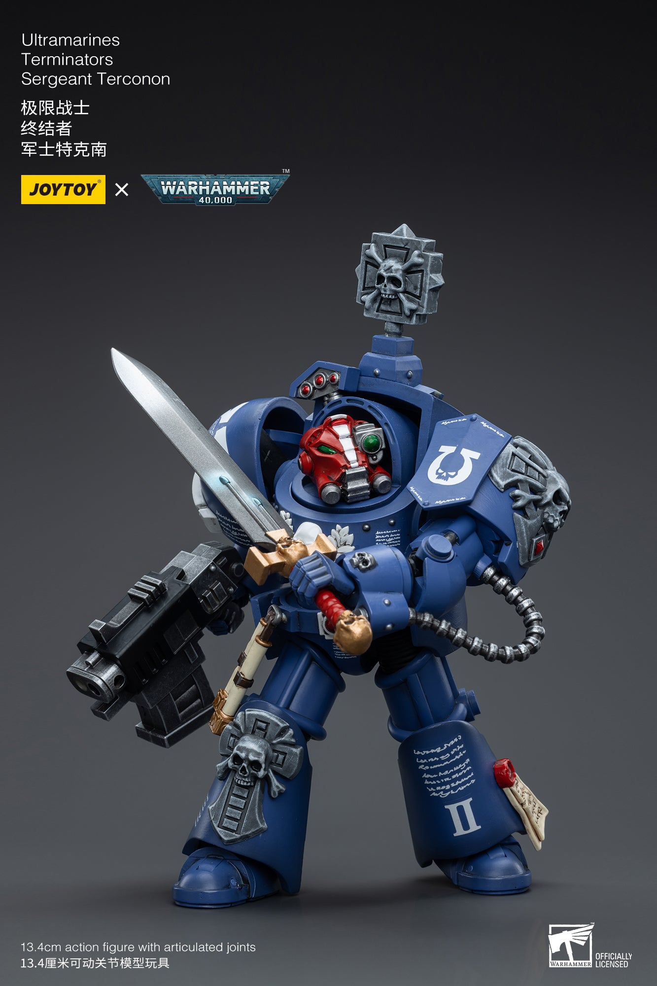 1/18 JOYTOY Warhammer 40K Ultramarines Terminators Sergeant Terconon Action Figure - Collectible Miniature for Tabletop Gaming & Display