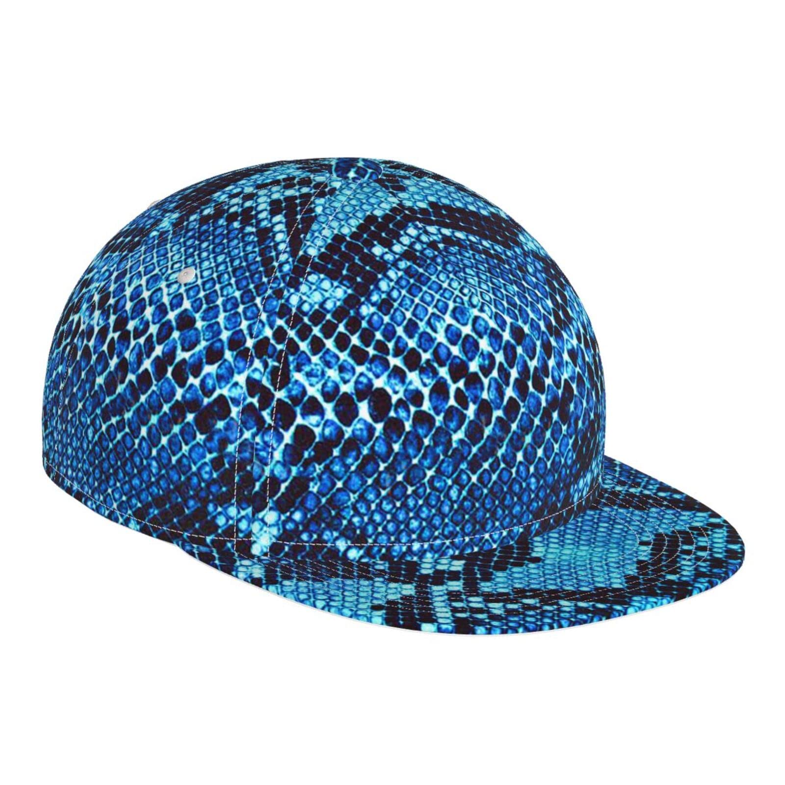 Snakeskin Pattern Baseball Cap for Men & Women - Hip Hop Flat Bill Trucker Snapback Hat - Perfect for Streetwear, Sports & Outdoor Activities