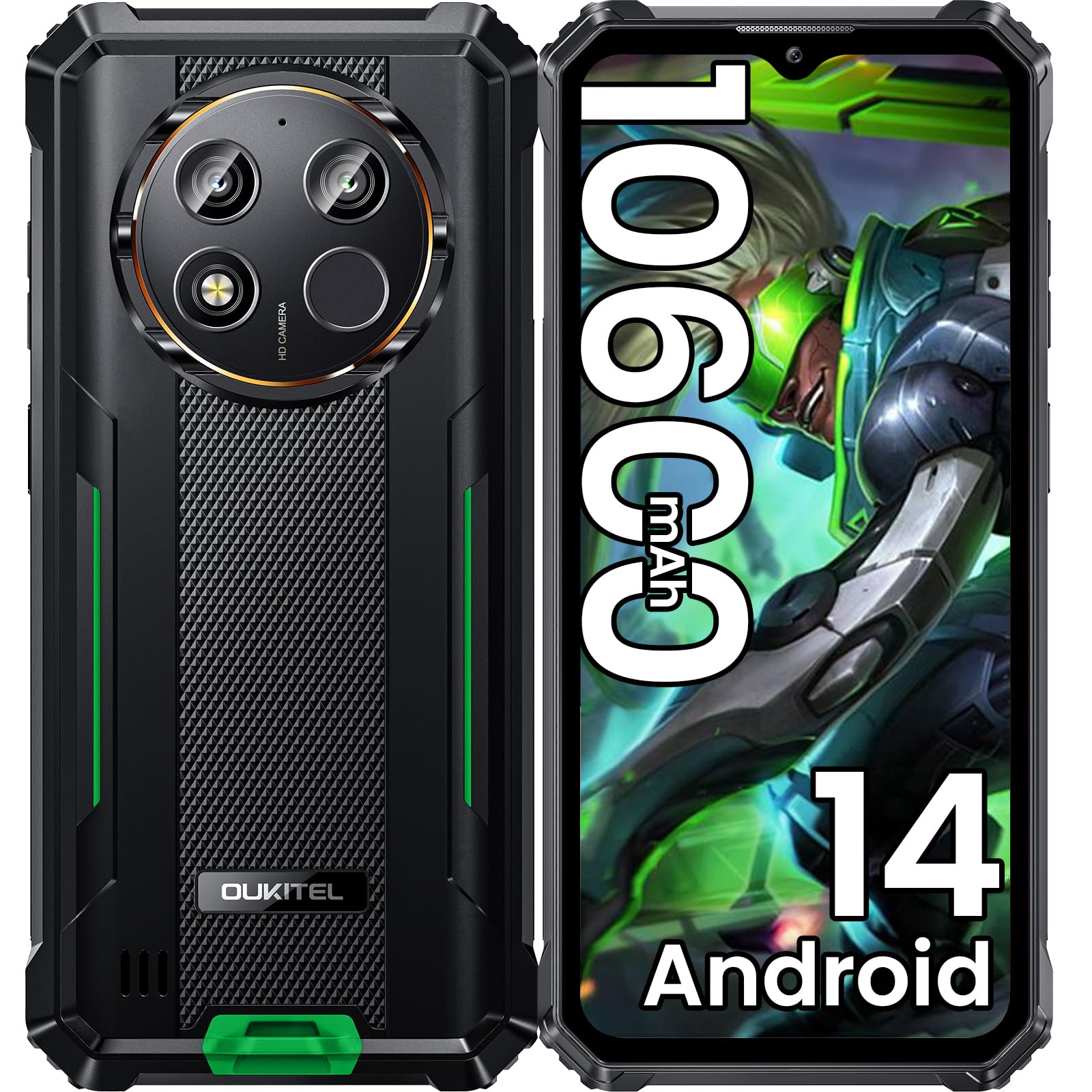 OUKITEL WP28E Rugged Smartphone - Android 14, 10600mAh Battery, 16GB RAM + 64GB/1TB Storage, 6.52