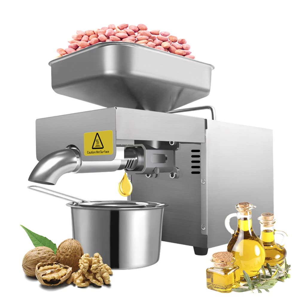 610W Automatic Oil Press Machine for Home Use - Cold/Hot Press Flaxseed, Sesame & Peanut Oil Extractor - Stainless Steel, 3-5 kg/h, High Oil Yield >50% - Perfect for Healthy Cooking, DIY Essential Oils & Homemade Beauty Products