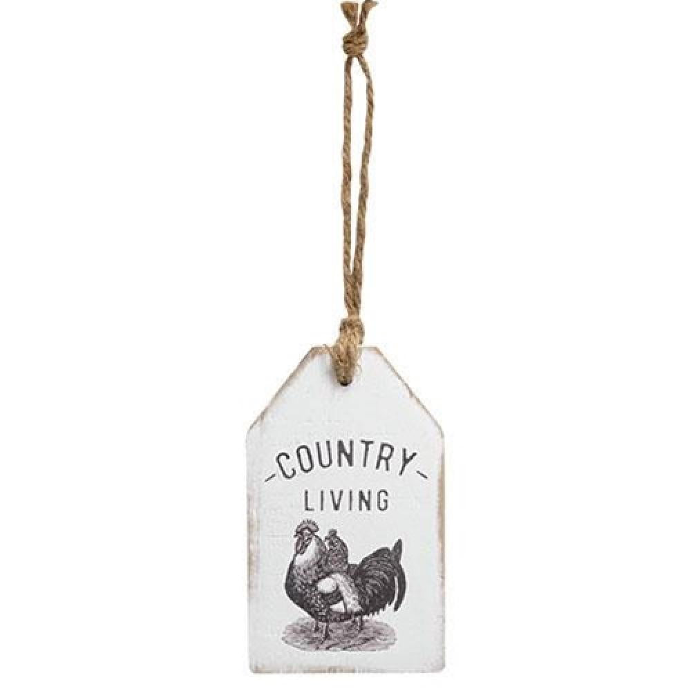 Country Living Chicken Wood Tag - Handmade Rustic Farmhouse Decor for Kitchens & Coops - Perfect for Farmhouse Style Homes, Country Weddings & Chicken Coop Signs
