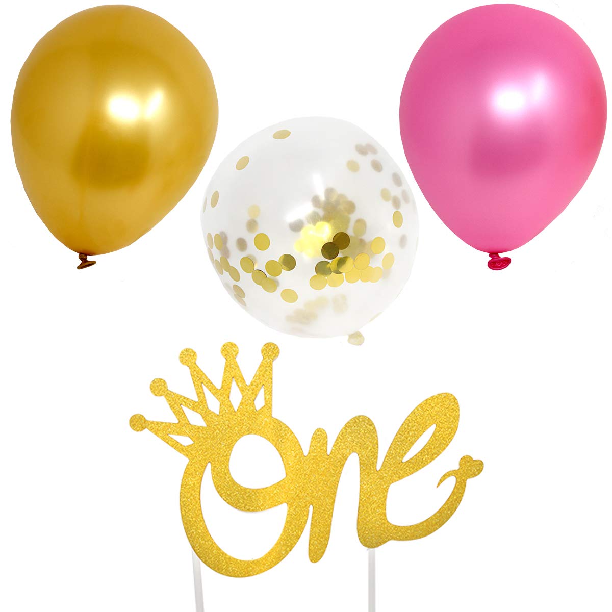 JOYIN 1st Birthday Party Decorations Kit for Girls - Includes Happy Banner, Cake Topper, Foil Balloons, Confetti, Tableware & More - Perfect for Baby's First Birthday Celebration & Photo Shoots