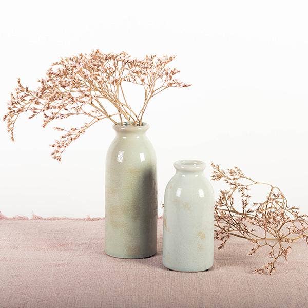Elegant Green Minimalist Vases Set of 2 - Modern Home Decor for Living Room, Bedroom & Office Centerpieces