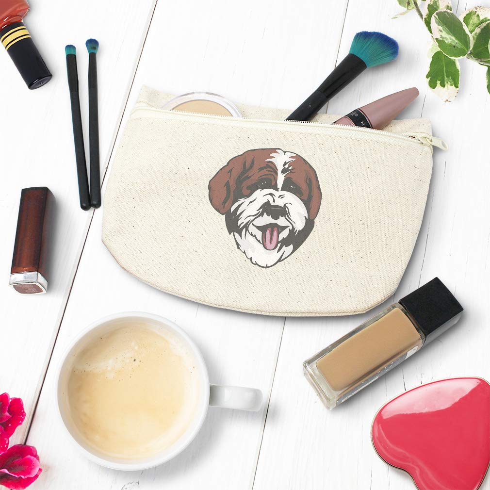 Custom Canvas Makeup Bag with Lagotto Romagnolo Dog Head Print - 9x6 Inch Natural Design Pencil Pouch for School Supplies & Travel Essentials | Perfect for Students, Artists & Dog Lovers
