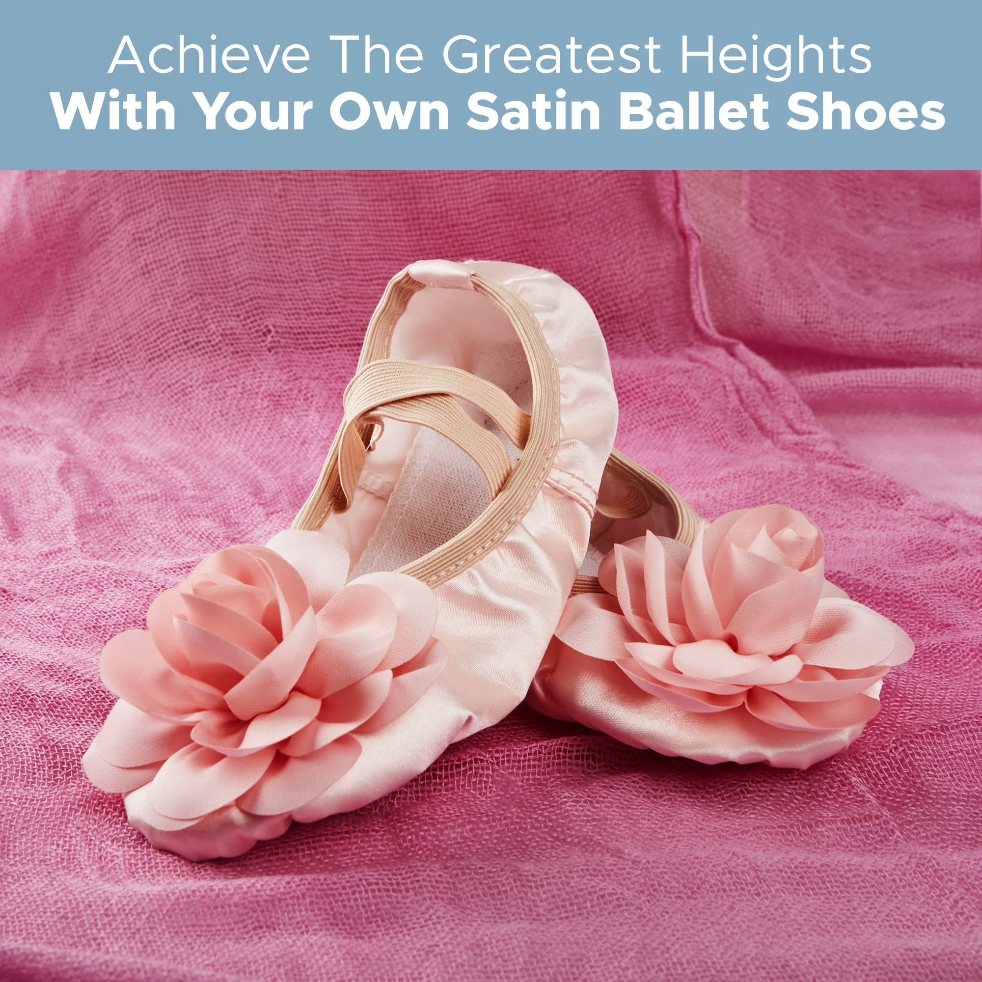 Non-Slip Pink Ballet Shoes for Girls - Leather Split Sole Satin Dance Slippers for Toddlers & Kids - Comfortable & Durable Ballet Flats for Dance Class, Recital & Practice