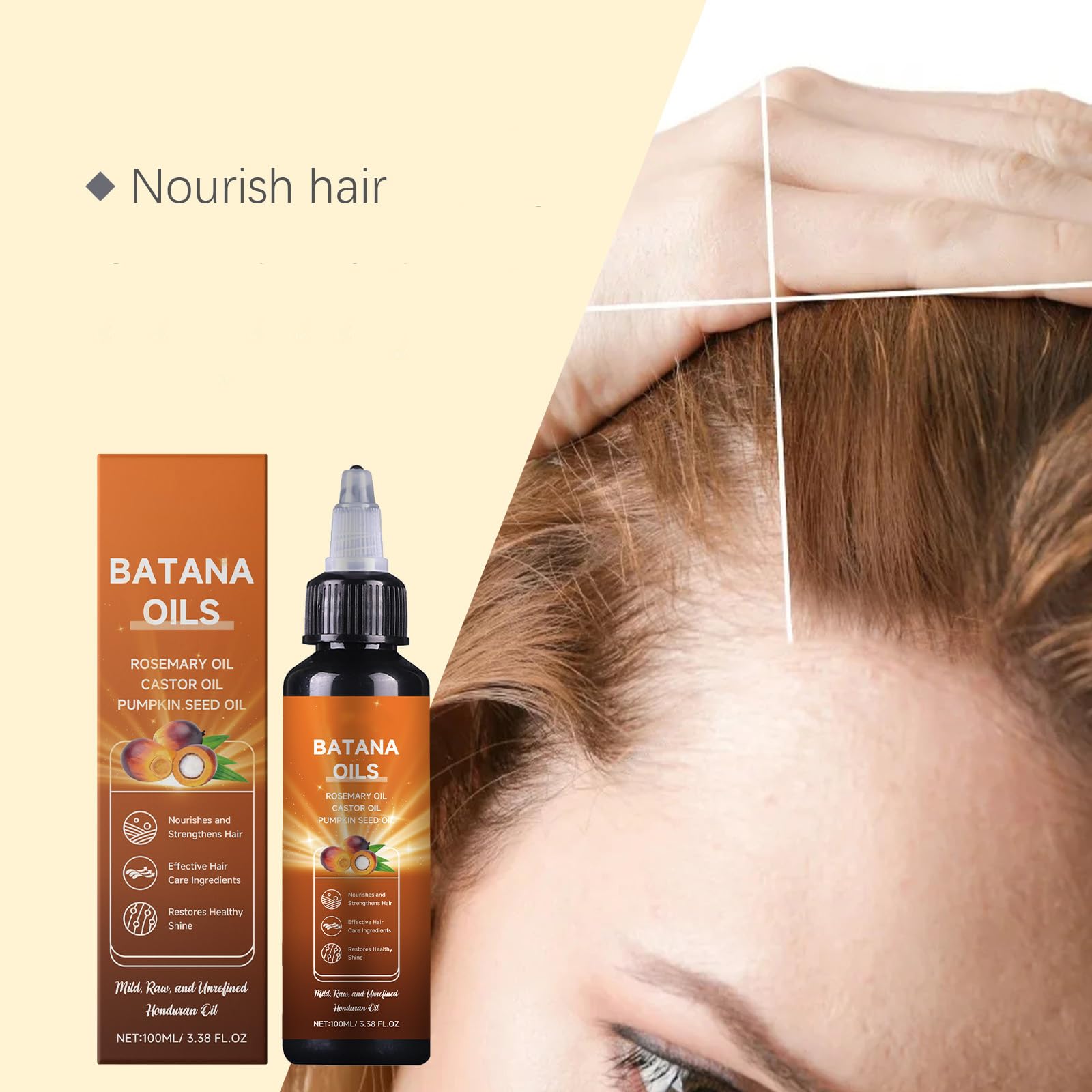**100% Pure Natural Batana Oil for Hair Growth – 4-in-1 Scalp & Hair Treatment with Pumpkin Seed & Rosemary Oil – Promotes Thicker, Healthier Hair – Perfect for Dry Scalp, Split Ends & Daily Nourishment**