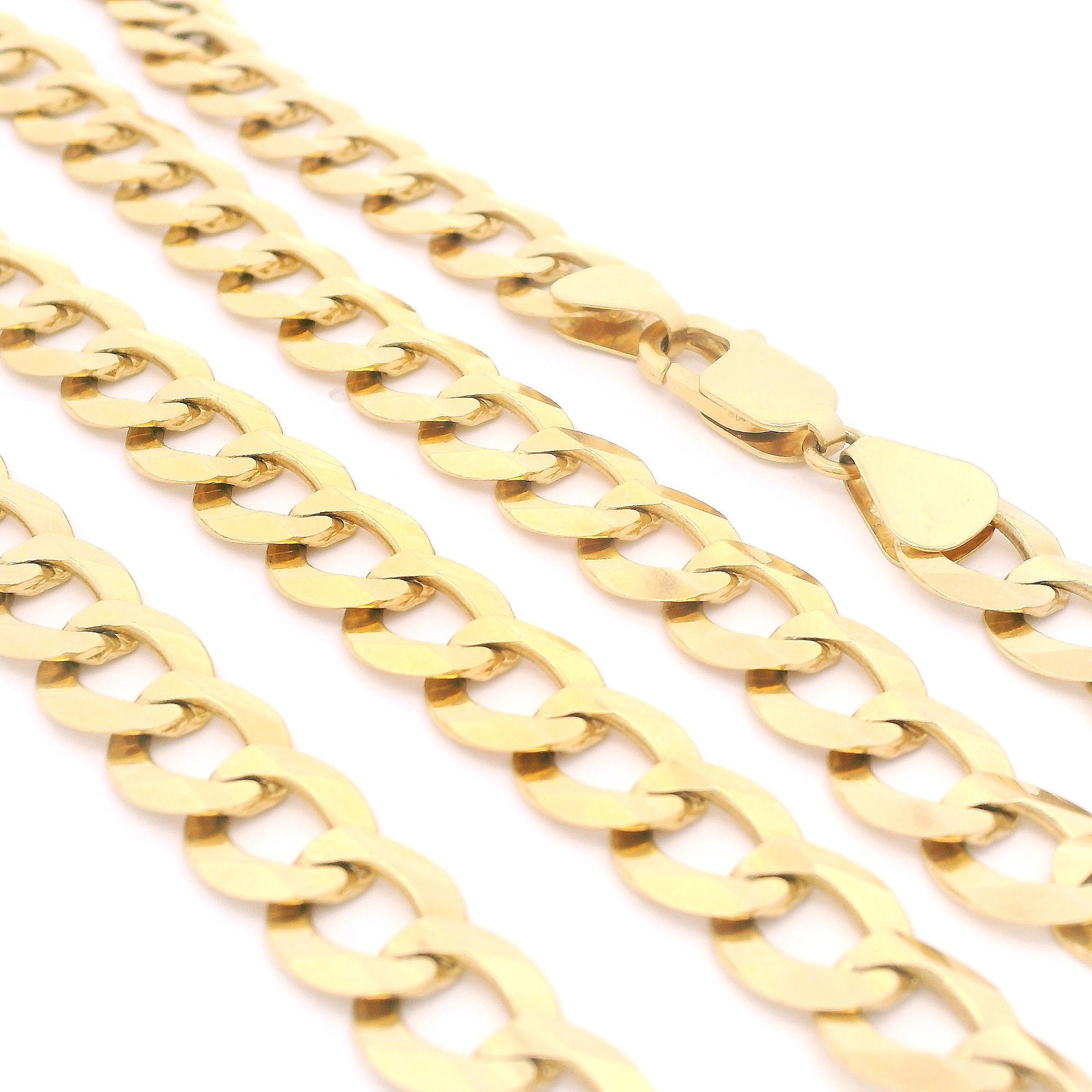 14K Solid Gold Cuban Curb Chain Necklace for Men - 9.5mm Thick 22