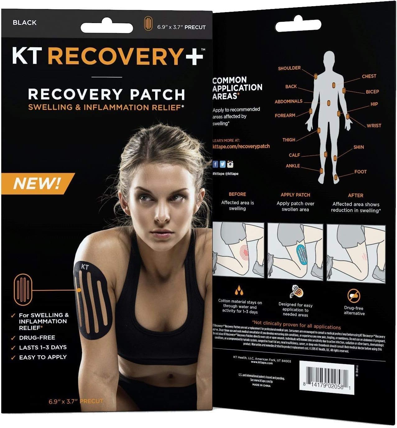 KT Tape Recovery+ Patch - Pain Relief for Swelling & Inflammation | Muscle & Joint Support for Athletes & Active Lifestyles | Post-Workout Recovery Aid