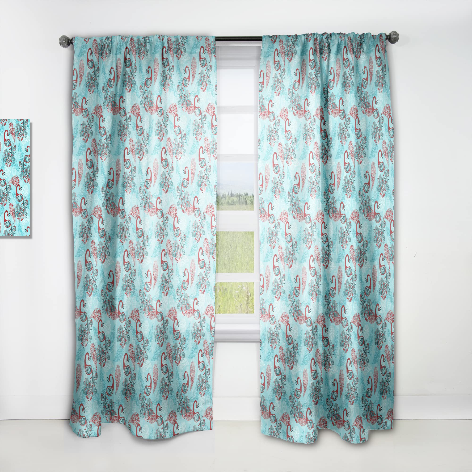 DesignQ Thermal Insulated Winter Peacock & Snowflake Pattern Curtains - 52x84 Inch Single Panel for Bedroom & Living Room - Cozy Home Decor for Winter Season
