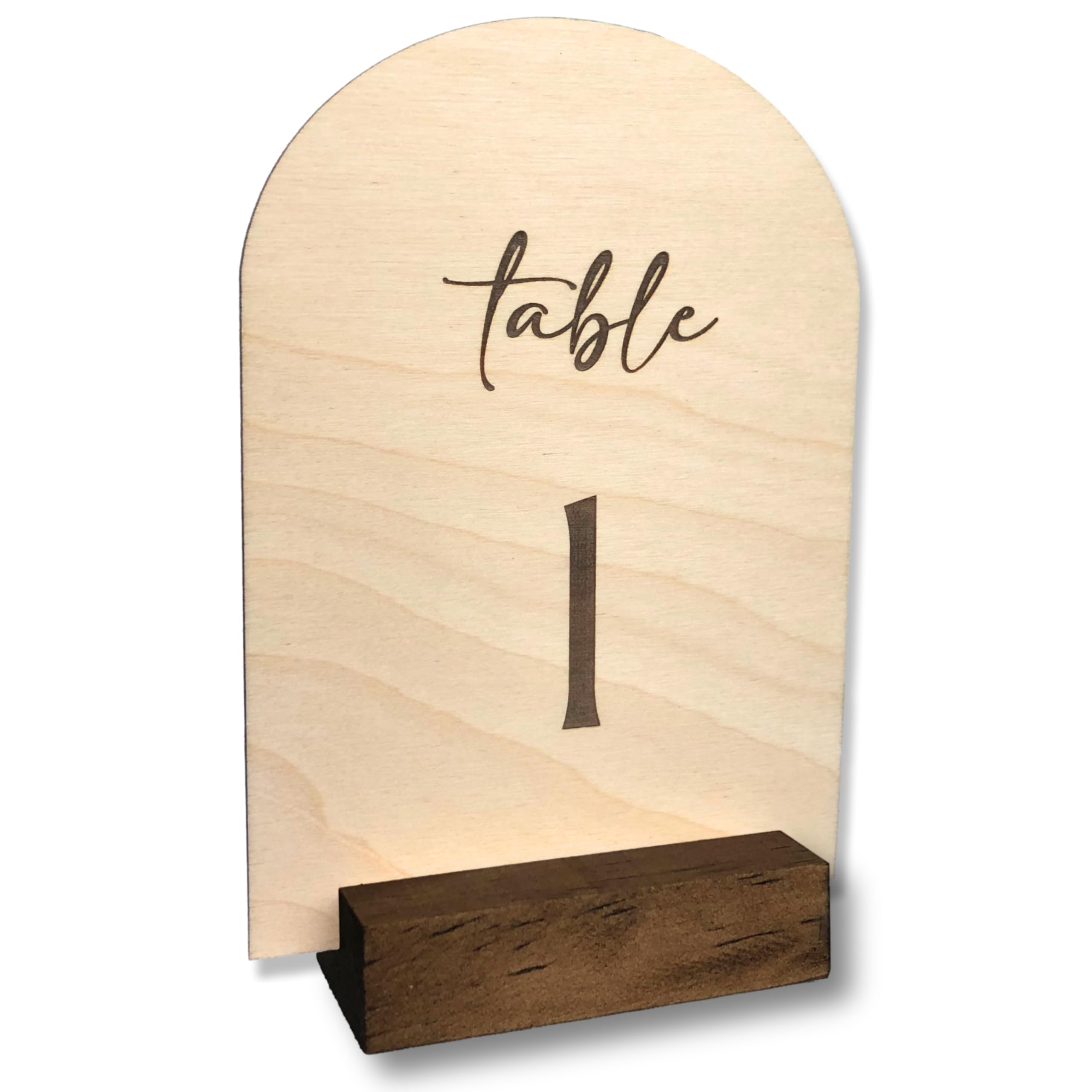 Elegant Wooden Table Numbers with Stand - Rustic Wood Arch Signs for Wedding, Banquet, Party & Event Seating - Perfect for Reception Decor and Table Setting