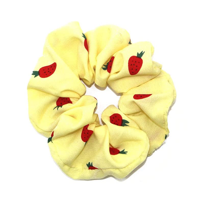 4PCS Elastic Hair Scrunchies for Women - Soft Hair Bands, Hair Ties, Ponytail Holders (Strawberry Pattern) - Perfect for Workouts, Office, and Everyday Styling