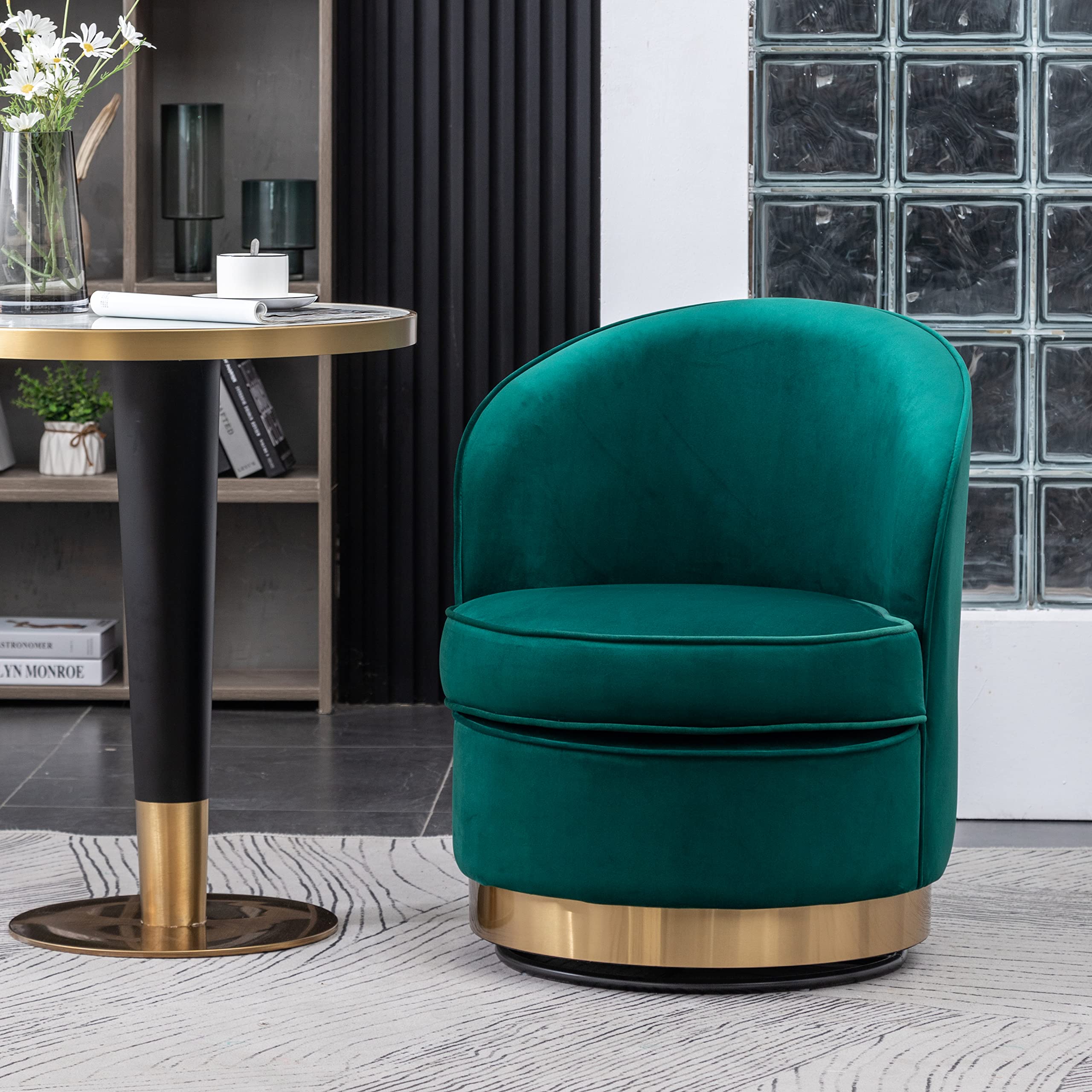 Roundhill Furniture Wania Accent Table with Chair - Modern Green Side Table for Living Room, Bedroom, or Office Decor