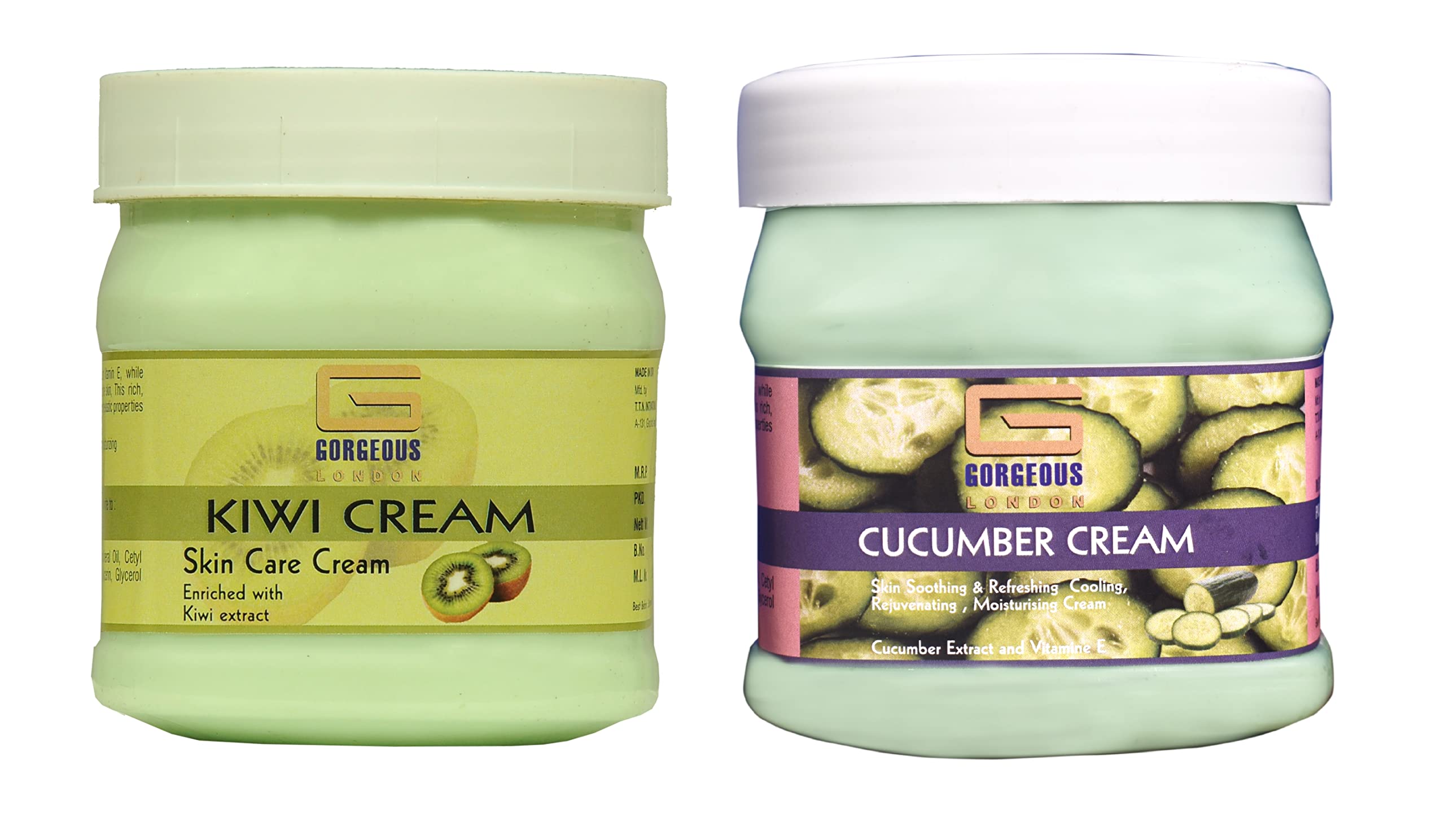 London Kiwi & Cucumber Cream Duo - 2 Pack (450ml Each) | Hydrating & Brightening Skincare for Dry & Dull Skin