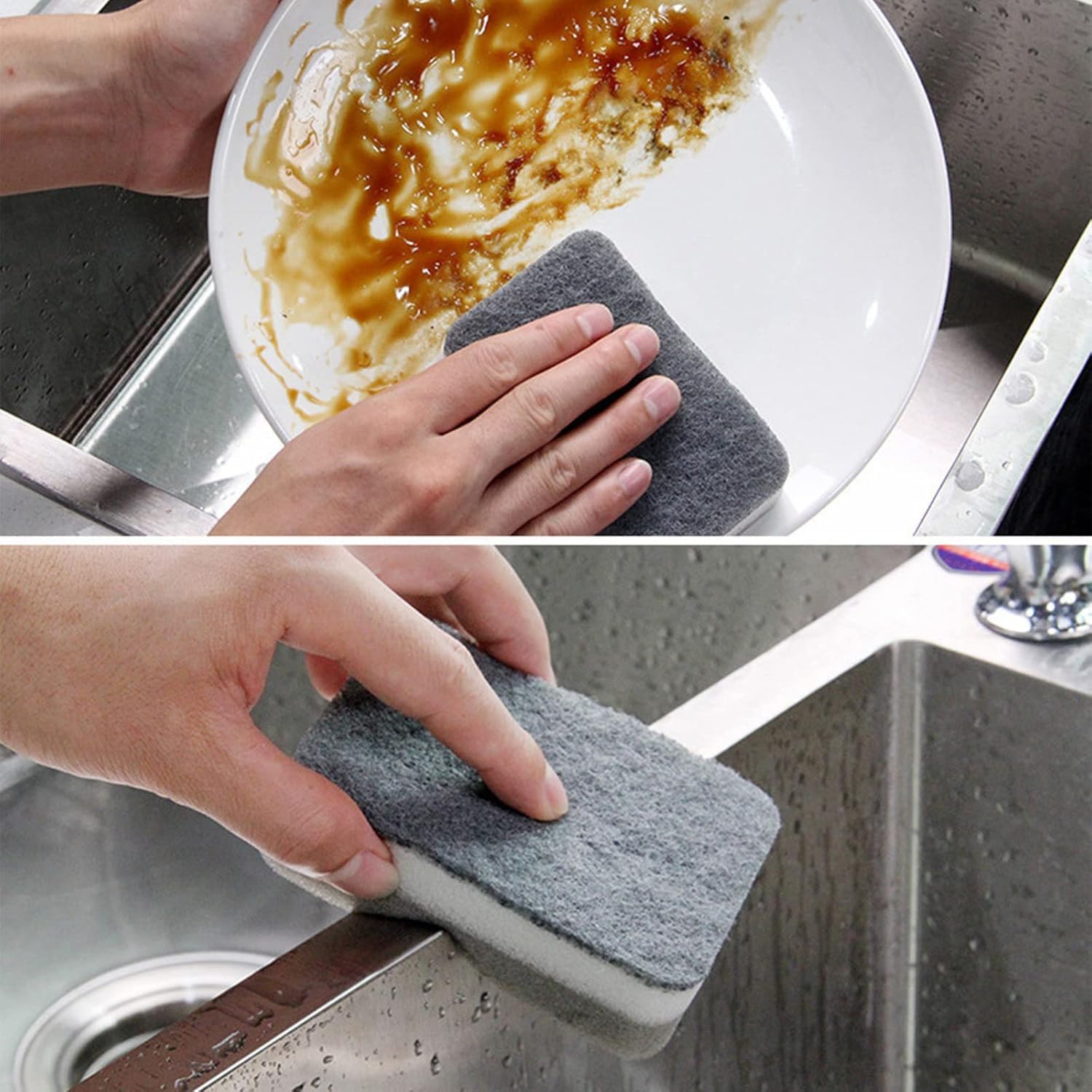 Non-Scratch Kitchen Sponges Bulk - 200 Pack for Dishwashing, Travel & Camping