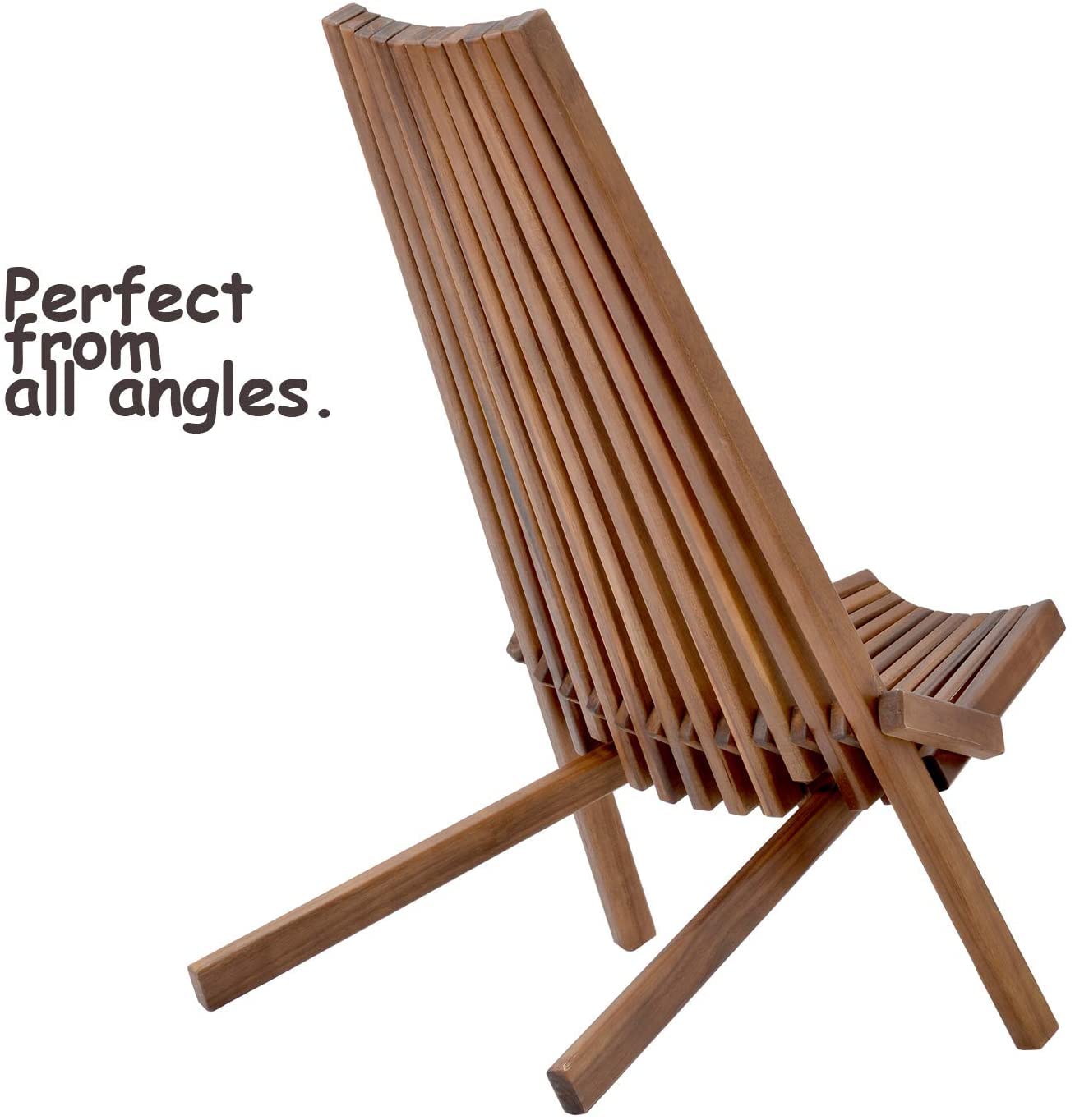3 Pack Solid Acacia Wood Folding Lounge Chairs - Handcrafted Low Profile Outdoor Patio Furniture for Garden, Beach, Balcony & Fire Pit - Comfortable Foldable Chairs for Indoor & Outdoor Use (Perfect for Relaxing, Sunbathing, and Entertaining Guests)