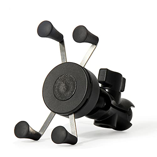 Universal 360° Adjustable Motorcycle Bike Phone Mount - Black | Handlebar Grip Phone Holder with USB Charging Port | Perfect for Cycling, Commuting & GPS Navigation