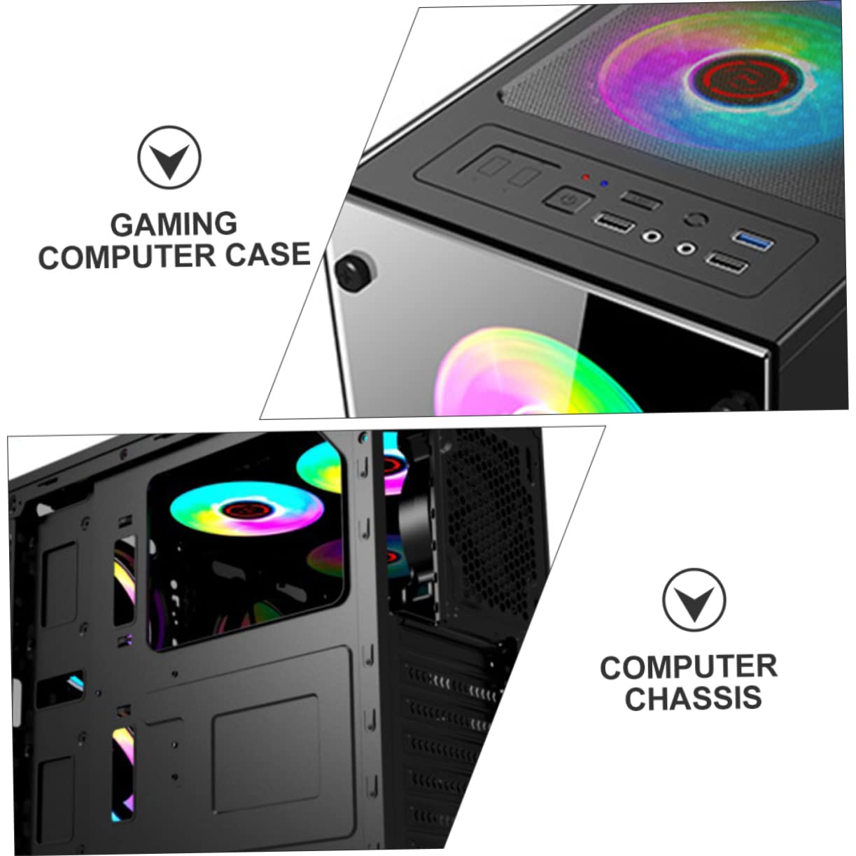 Double Sided Computer Case - Mobestech Tempered Glass PC Chassis for Home & Office Desktop Refit | Compact Design for Gaming & Workstation Setups