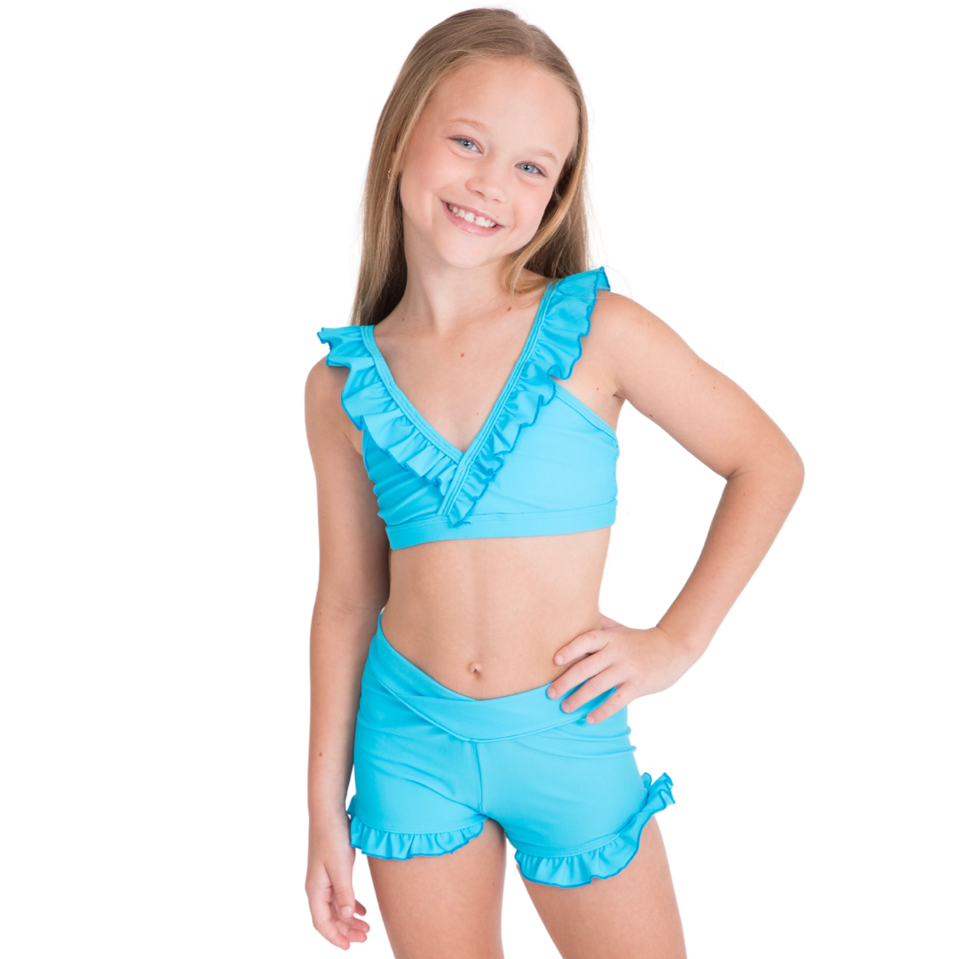 Amity Crop Top & Lizzy Shorts Set - Women's Ruffle Fashion Outfit for Summer, Date Night & Beach Vacations
