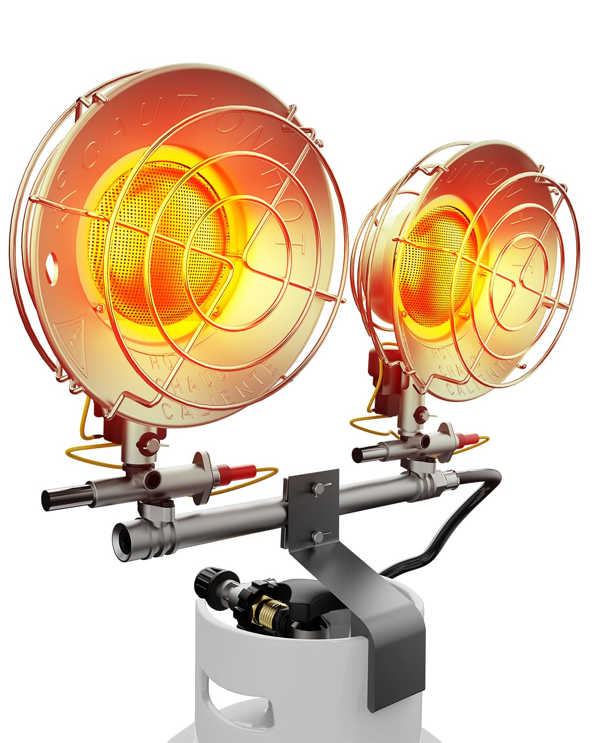 30,000 BTU Propane Heater for Outdoor Use - Double Tank Top Cordless Radiant Gas Heater with Safety Shut-off Valve & 6 Heat Settings - Perfect for Patio, Camping, Fishing, Garage, and Backyard Gatherings