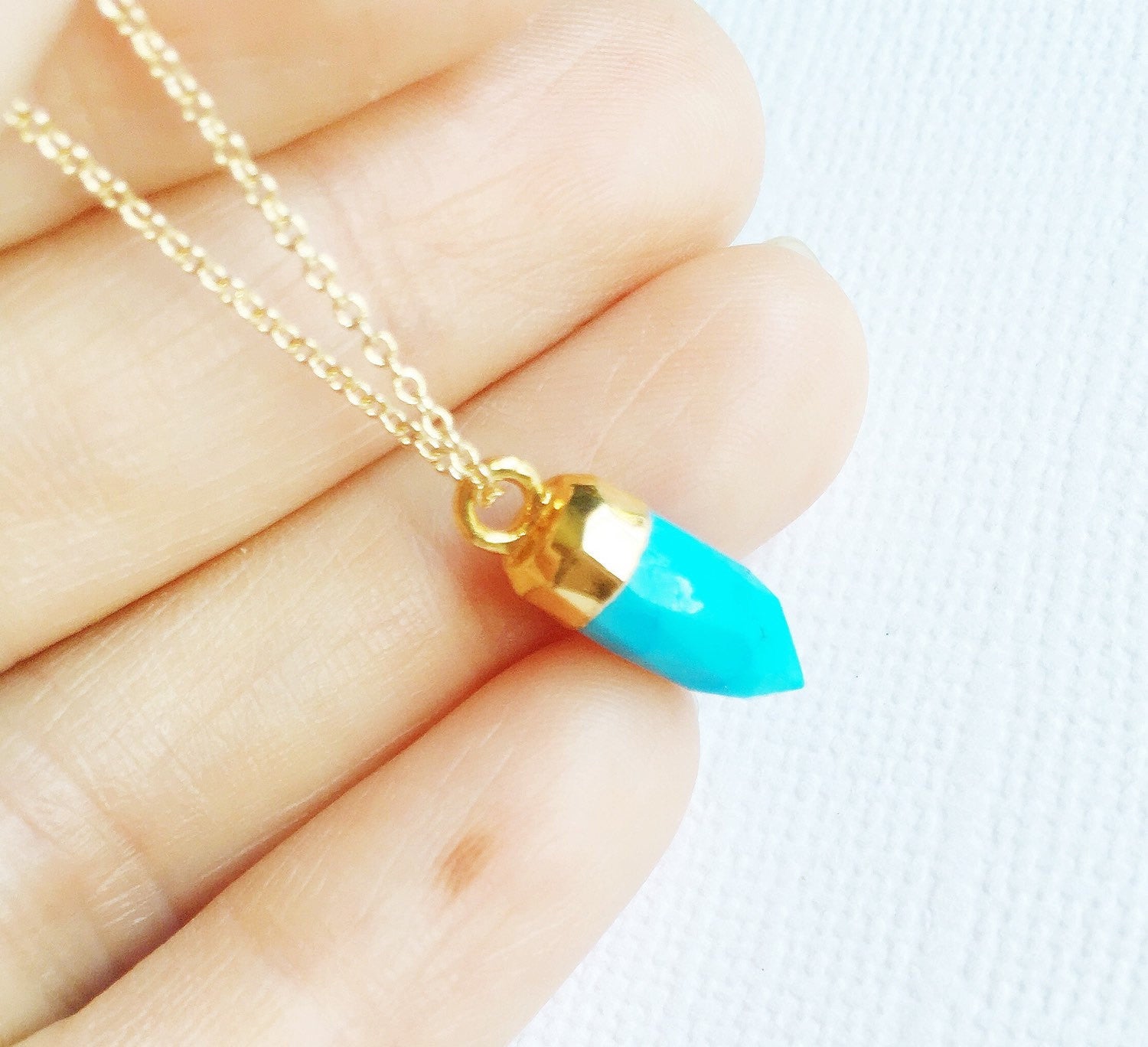 Turquoise Spike Necklace (N212) - Bohemian Style Jewelry for Women, Handmade Beaded Pendant for Casual & Festival Wear