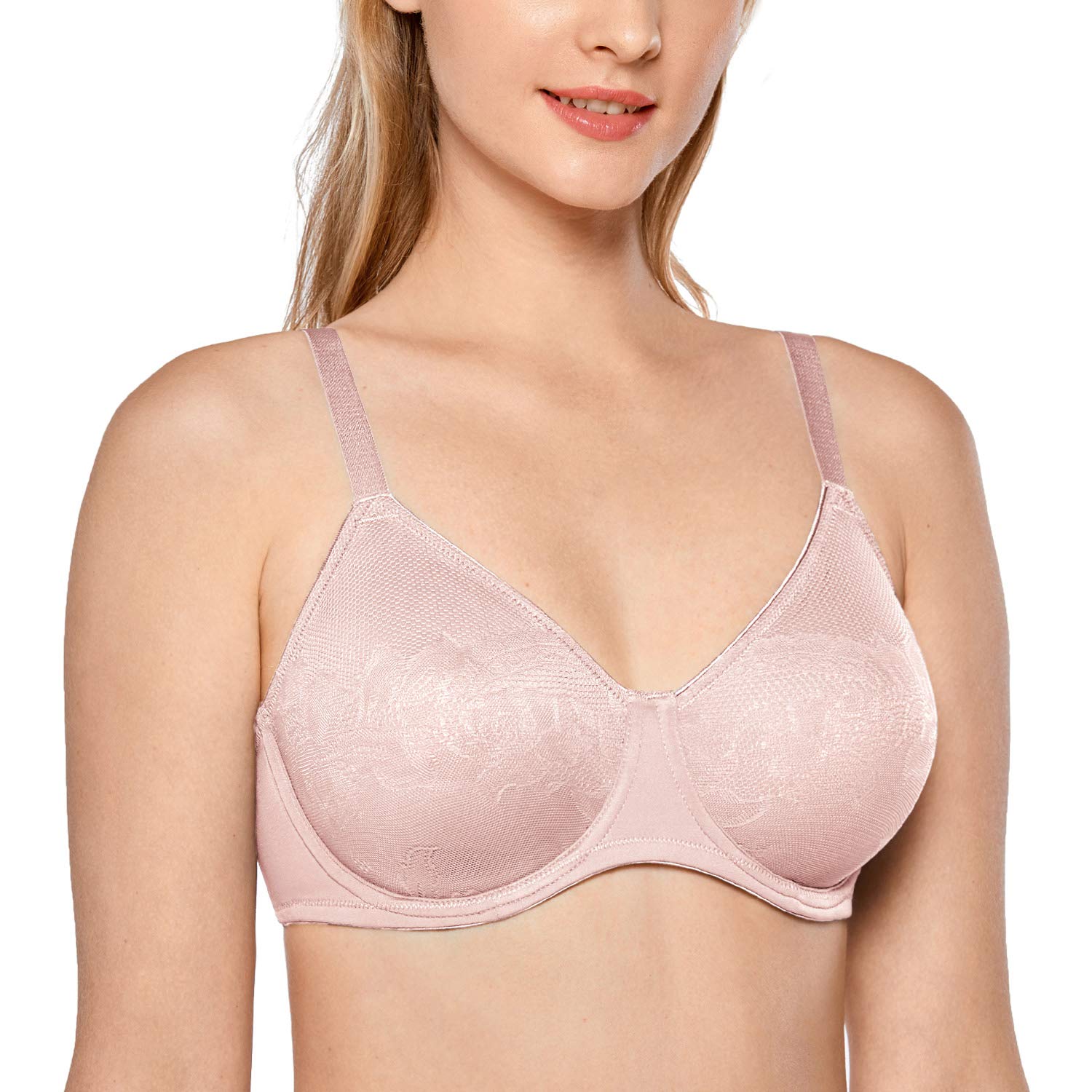 DELIMIRA Women's Full Coverage Bras Plus Size Support Underwire Minimizer Bra - Comfortable Everyday Wear for Work, Yoga & Lounge