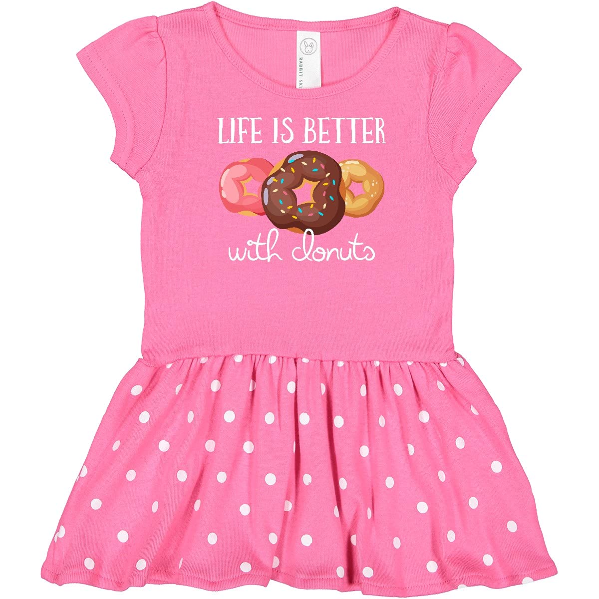 Inktastic Life is Better with Donuts Baby Girl Dress - Cute Donut Print Outfit for Infant & Toddler - Perfect for Birthday, Photo Shoots & Casual Wear
