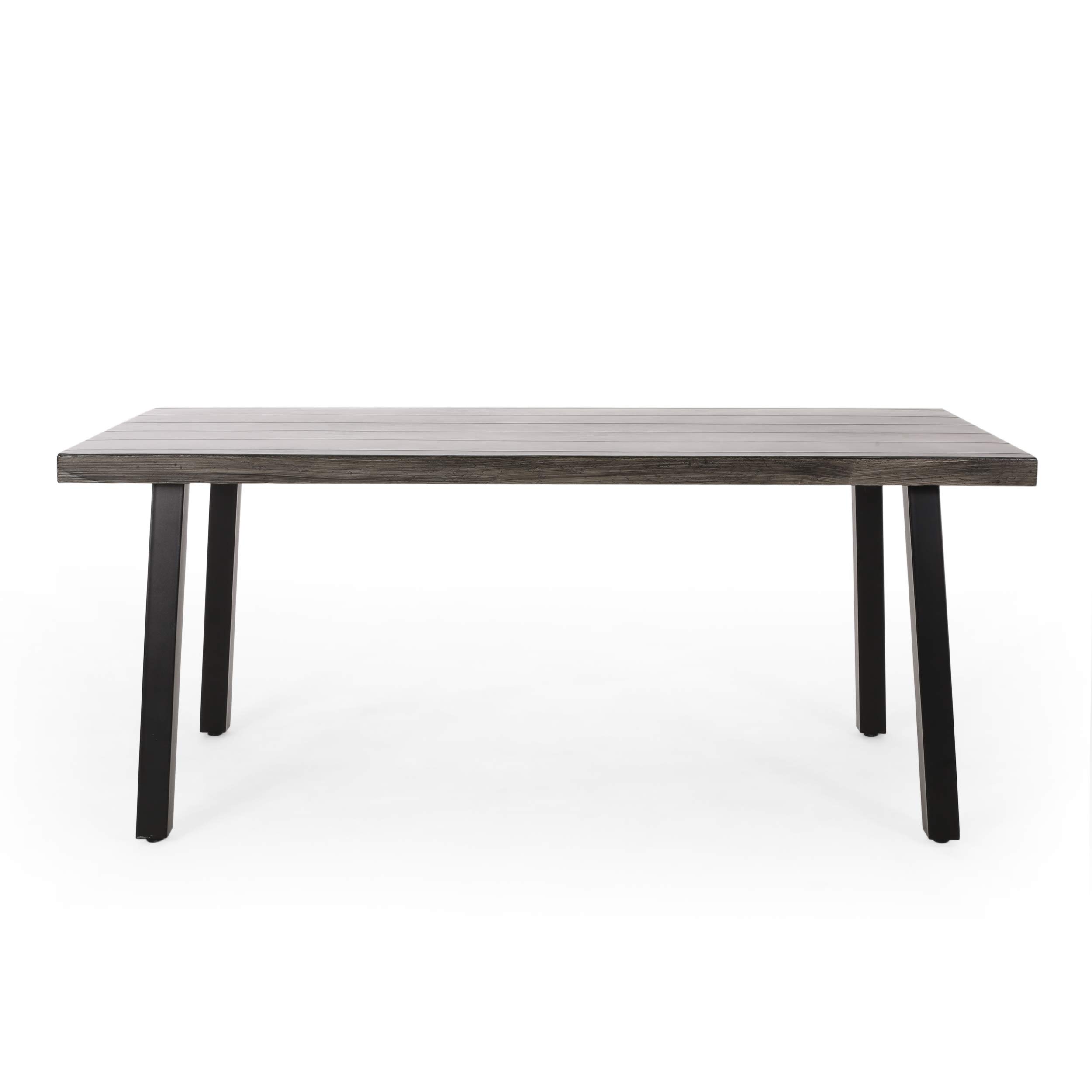 Christopher Knight Home Marcus Outdoor Modern Industrial Aluminum Dining Table - Gray & Matte Black - Perfect for Patio, Garden, and Backyard Dining