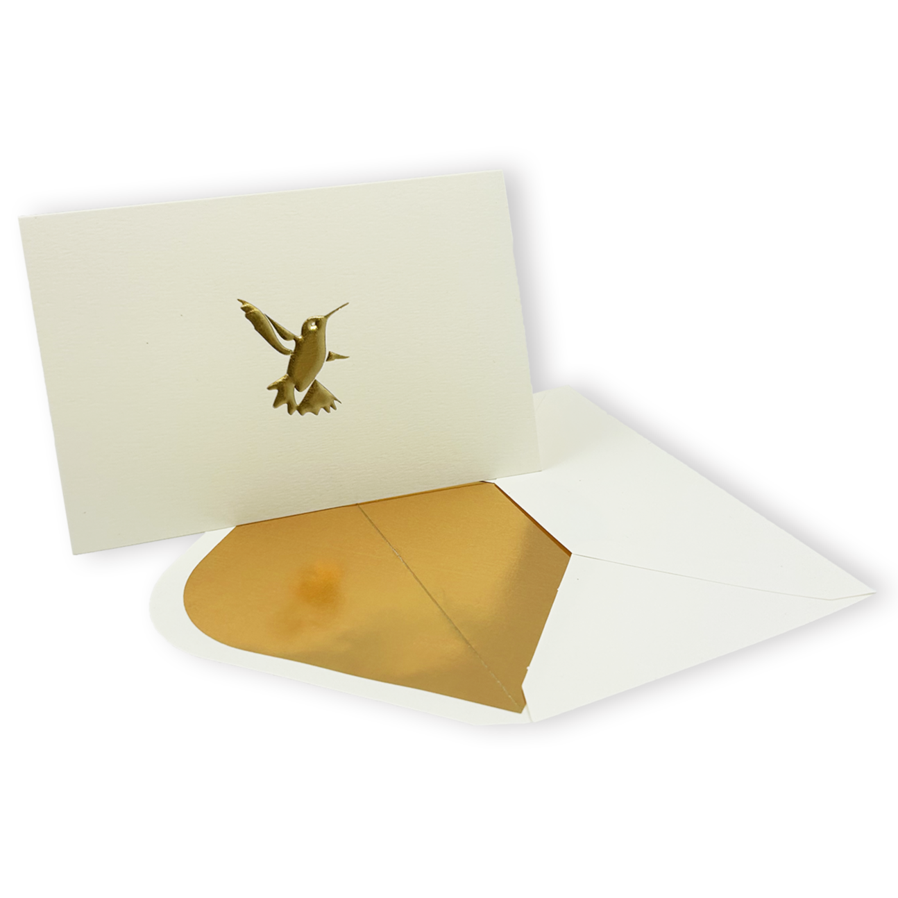 Golden Hummingbird Embossed Note Cards - Elegant Stationery for Thank You Notes, Greeting Cards & Wedding Invitations - Perfect for Special Occasions & Thoughtful Gifts