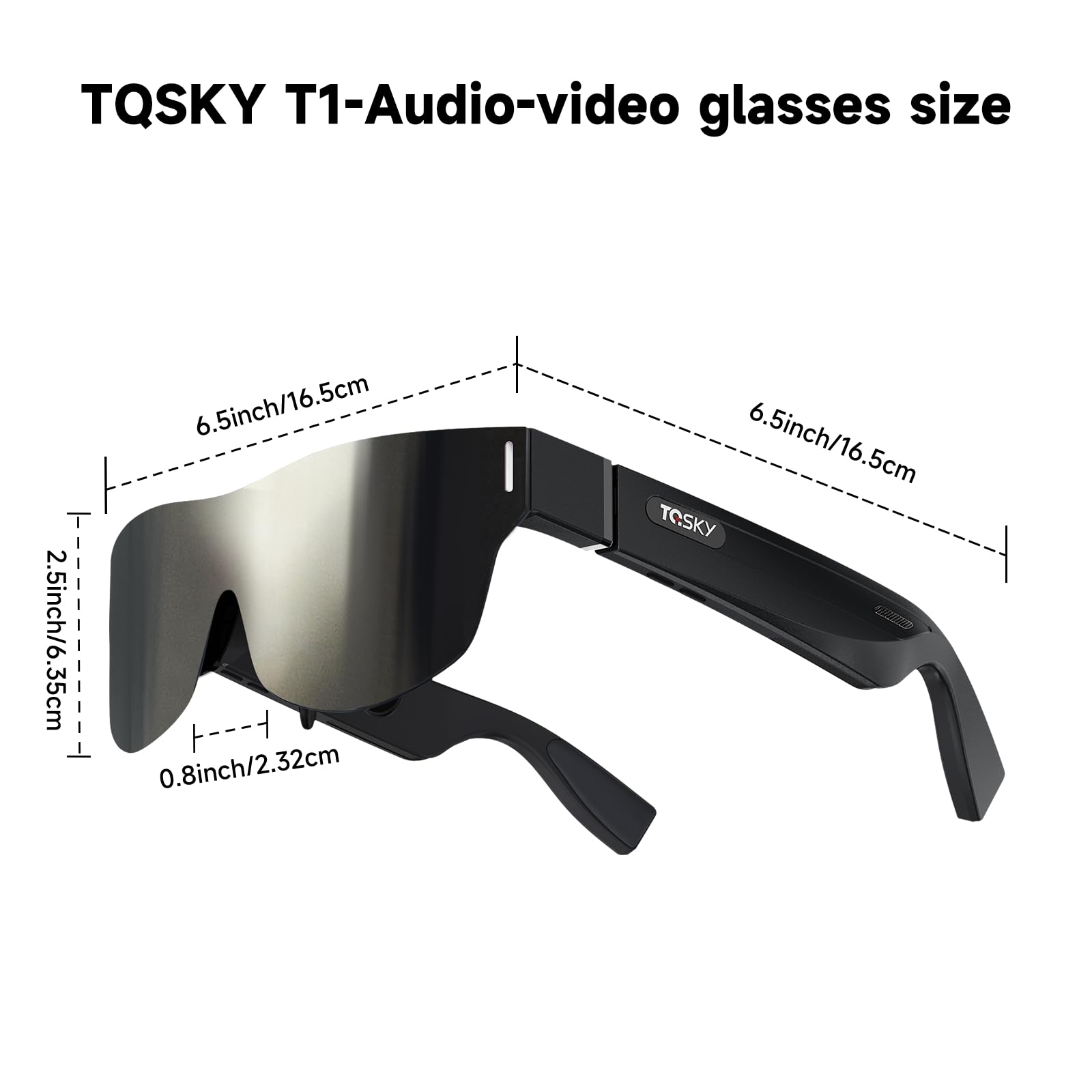 TQSKY T1 AR Smart Glasses with T-Box - 1080P HD Micro-OLED Display, Adjustable Myopia (0 to -600D), Compatible with iPhone Android PC Steam Switch - Perfect for Gaming, Movies & Virtual Workspaces