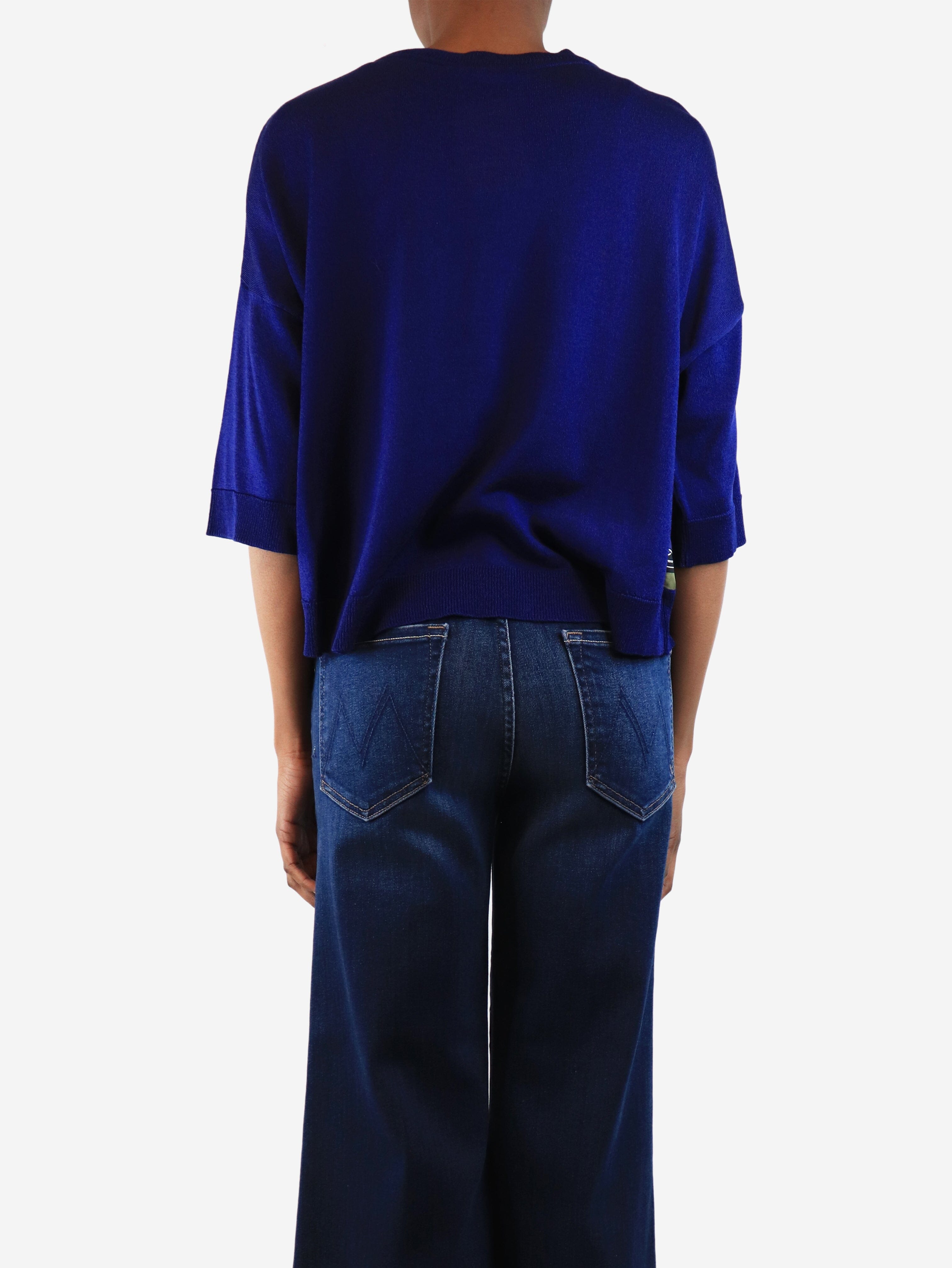 Elegant Blue Printed Silk Blouse - Size UK 6 (US 4) | Women's Fashion Top for Office, Party & Special Occasions
