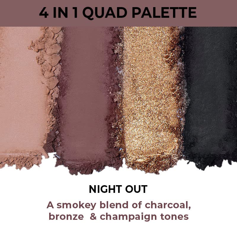 Nykaa Cosmetics Eyes On Me! 4-in-1 Quad Eyeshadow Palette - Night Out | Smoky Eye Makeup for Parties & Special Occasions