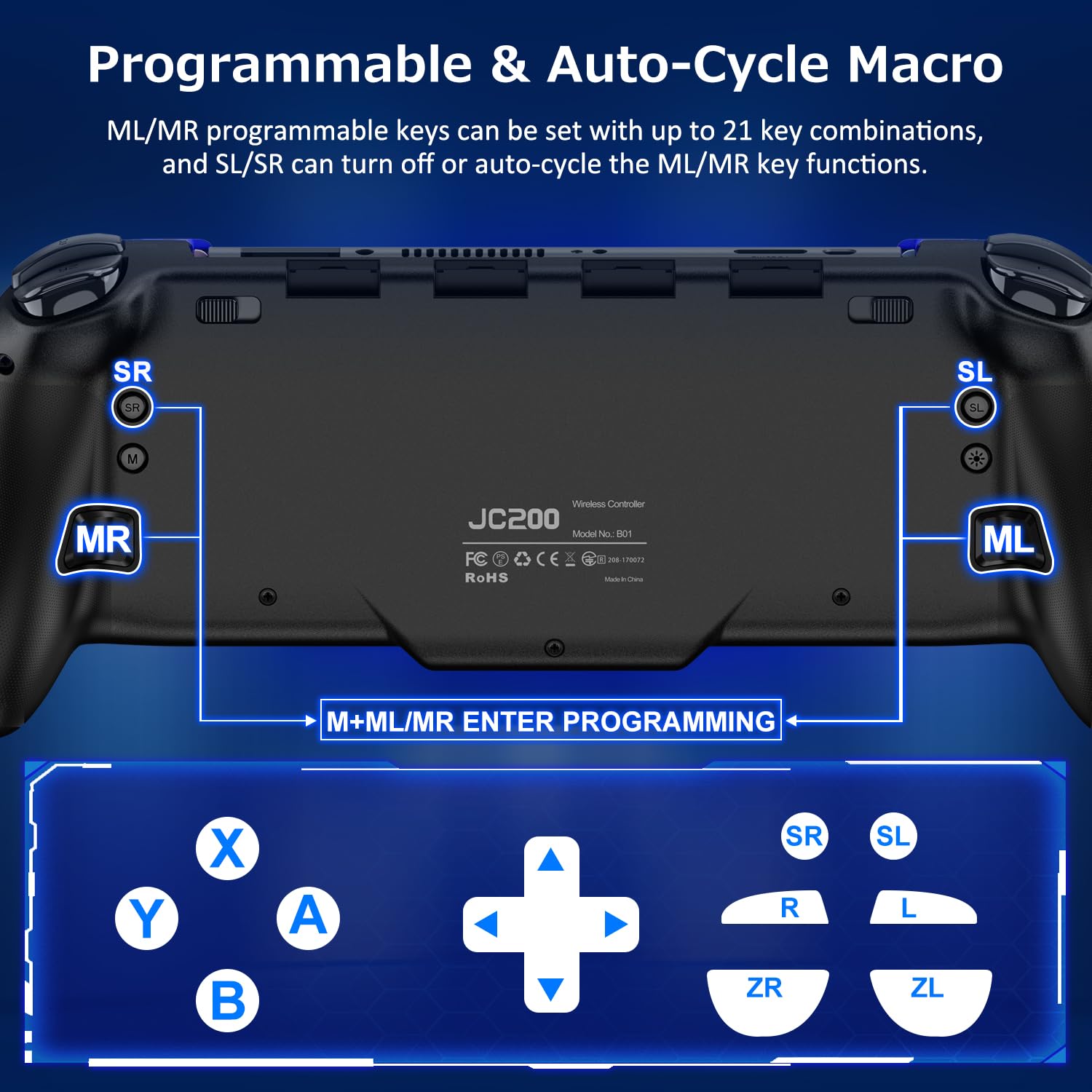 Wireless Pro Controller for Nintendo Switch & Switch OLED - Ergonomic Full-Size Gamepad with One-Piece Joypad Design | Perfect for Handheld Mode Gaming, Multiplayer Sessions & Long Play Comfort