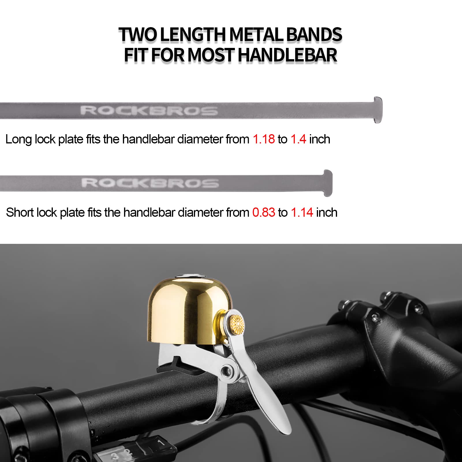 ROCKBROS Classic Bicycle Bell - Loud Bike Horn for Road & Mountain Bikes - Durable Handlebar Bell for Adults - Perfect for Commuting, Cycling Safety & Outdoor Adventures