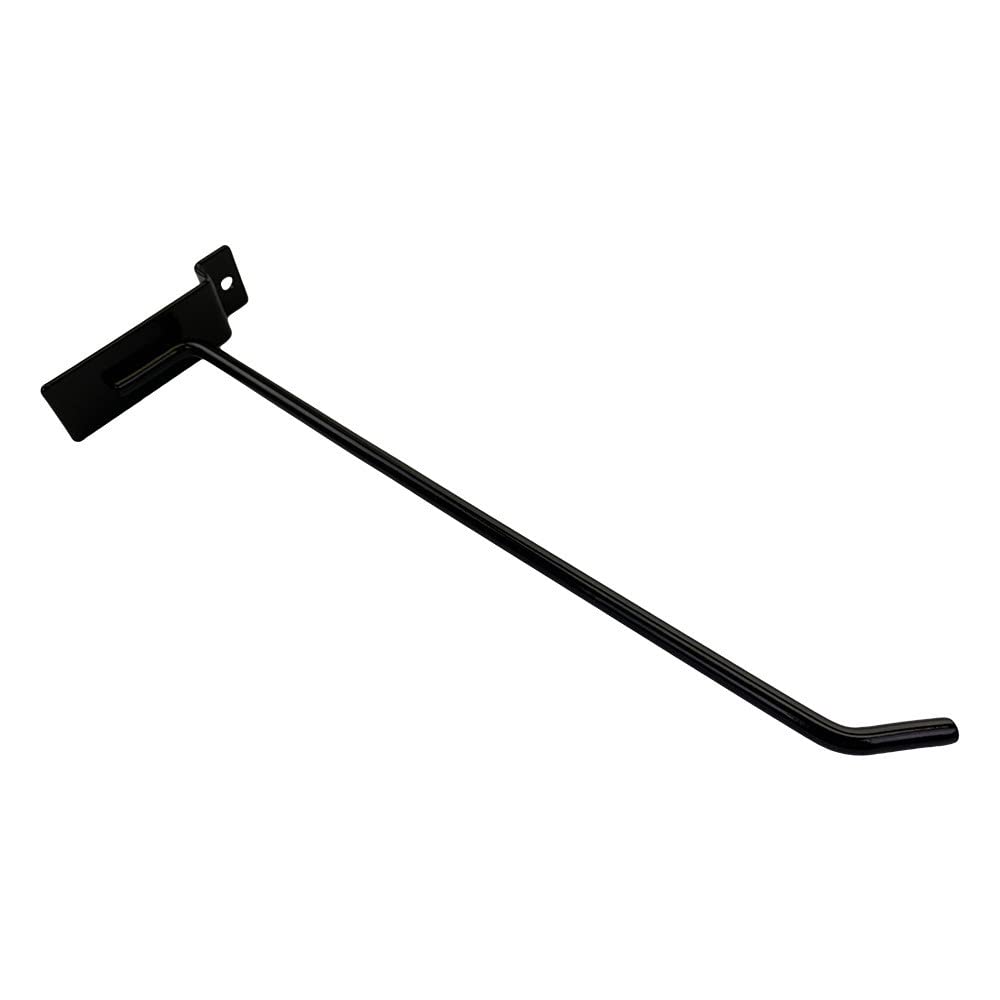 Prolinemax 24 Pack 10 Inch Black Slatwall Hooks - Heavy Duty Metal Retail Display Hangers for Store Shelving & Wall Organization - Perfect for Clothing, Accessories, and Home Decor Display