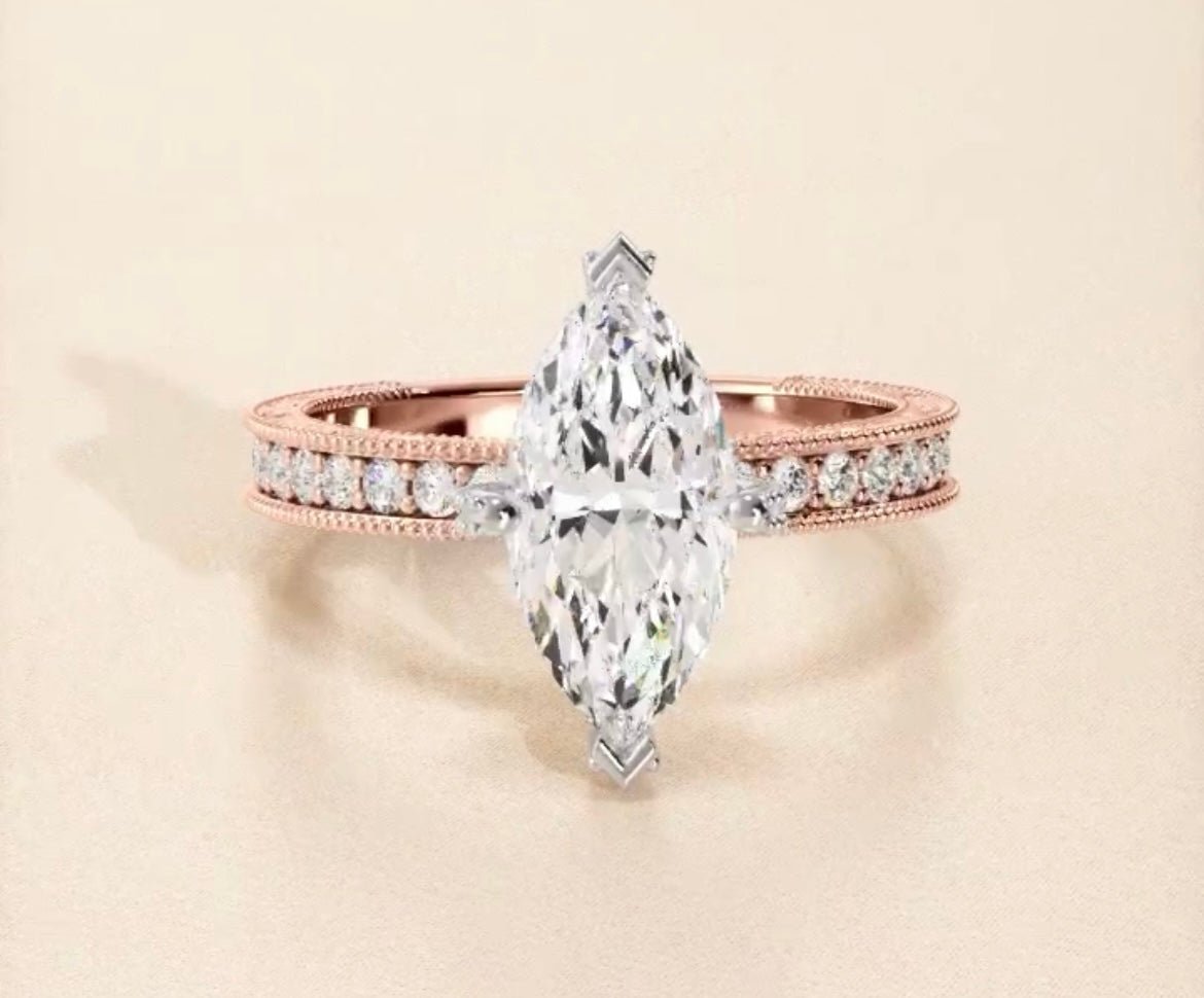 1.5 Carat Marquise Cut Diamond Engagement Ring for Women - Elegant Wedding & Proposal Jewelry Gift