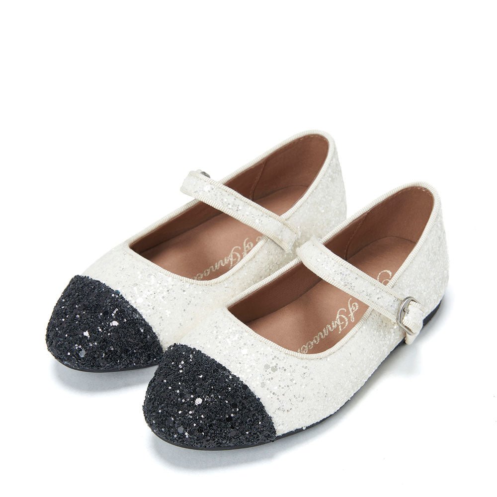 Baby Glitter Shoes - White & Black Sparkly Infant Footwear for Special Occasions & Photo Shoots