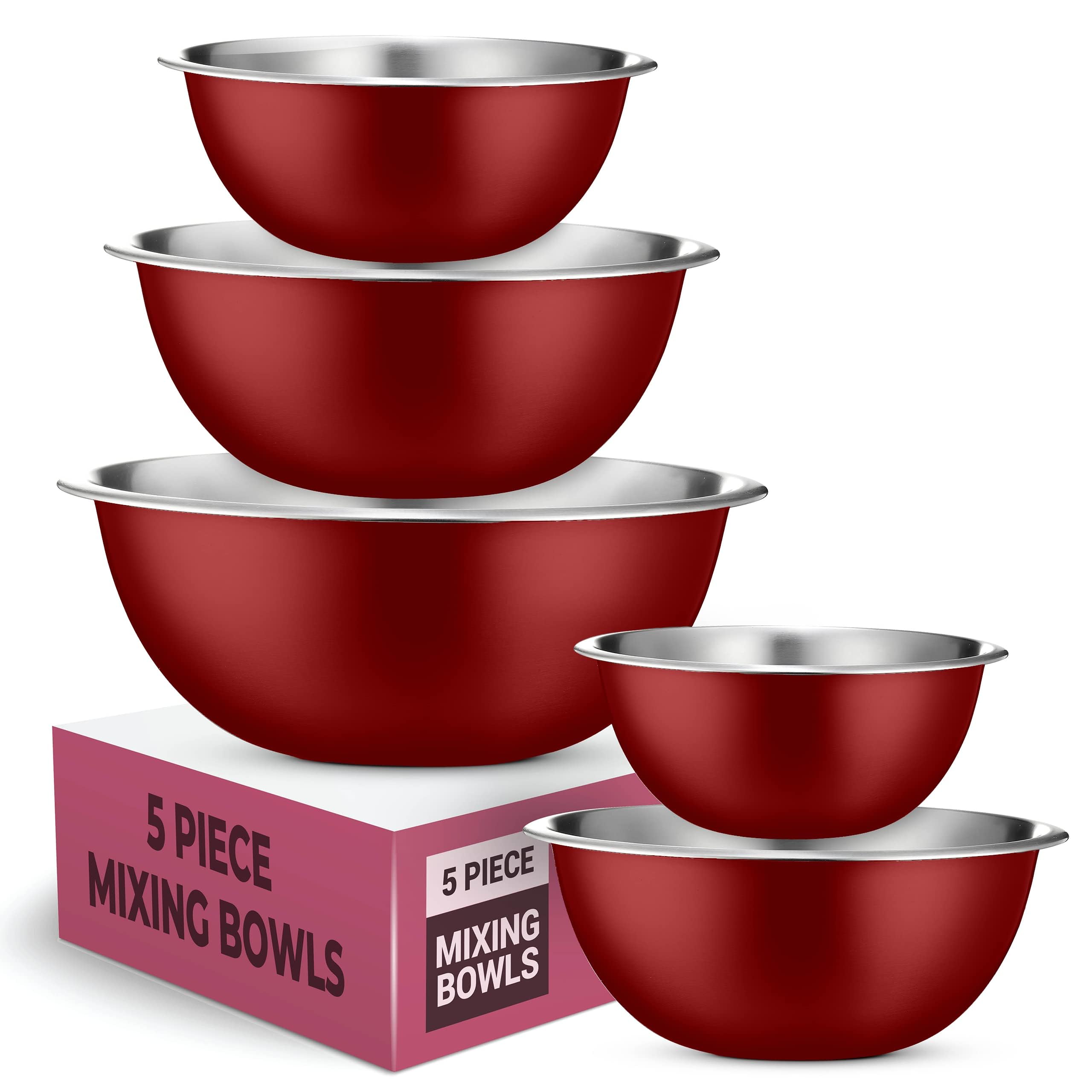 Premium Stainless Steel Mixing Bowls Set of 5 - Non-Slip Bottom, Nesting Kitchen Bowls for Baking, Cooking & Food Prep - Dishwasher Safe & Space Saving - Perfect for Home Chefs & Professional Kitchens