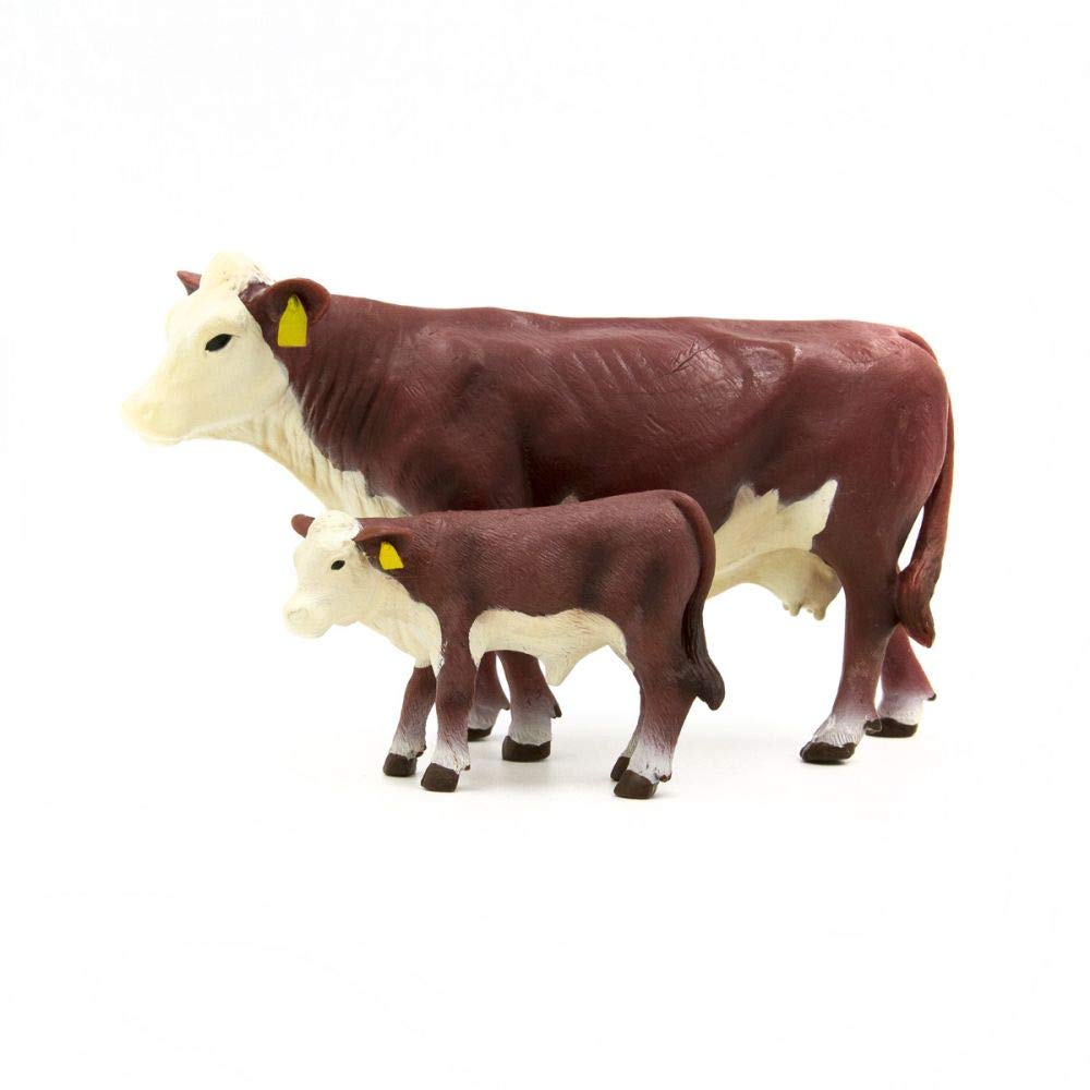 Little Buster Toys 1/16 Scale Hereford Cow and Calf Pair - Realistic Farm Animal Figures for Collectors, Educational Play & Farmhouse Decor